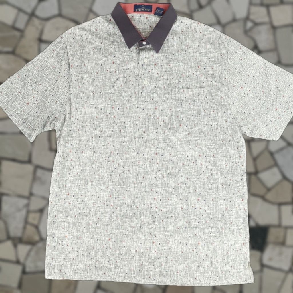 Vintage VTG Cotton Mist Mens Polo Shirt Gray 2XT Tall Pocket Patterned Shirt Size US XXL / EU 58 / 5 - 1 Thumbnail