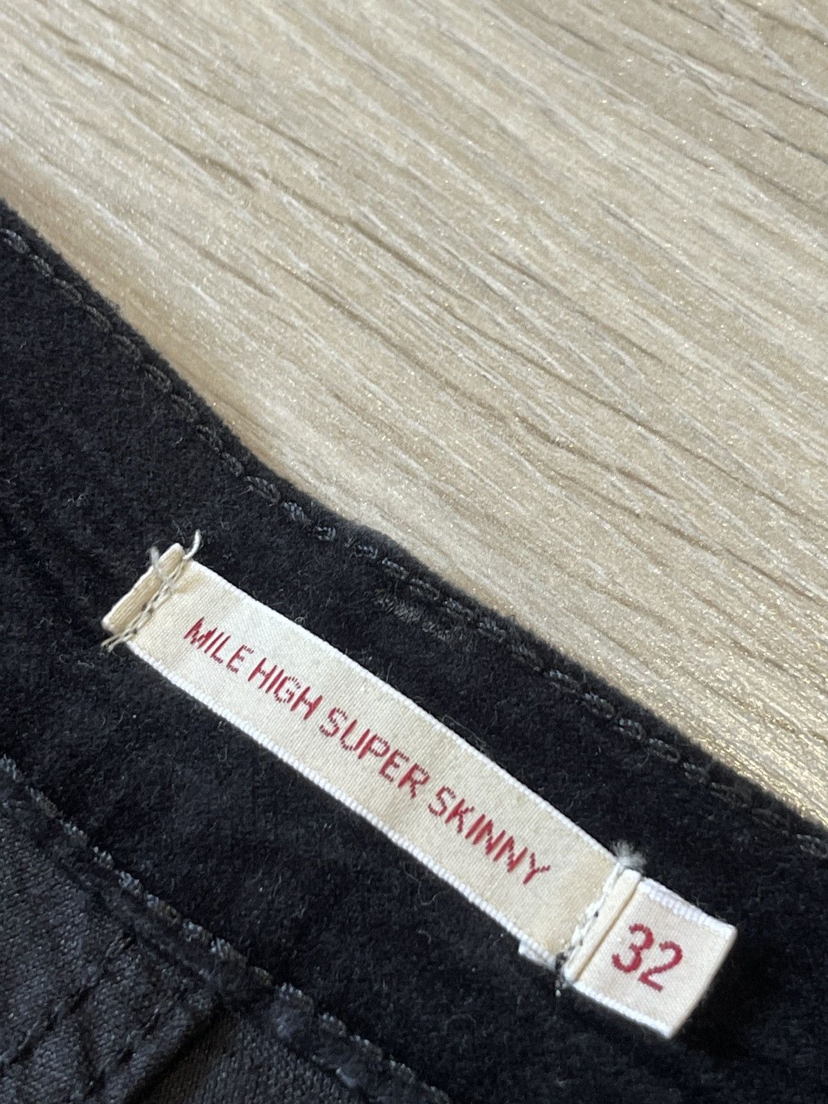 Levi's × Vintage Levi's Premium Mile High Super Skinny Black Velor Pants 32 Size 32" / US 10 / IT 46 - 10 Thumbnail