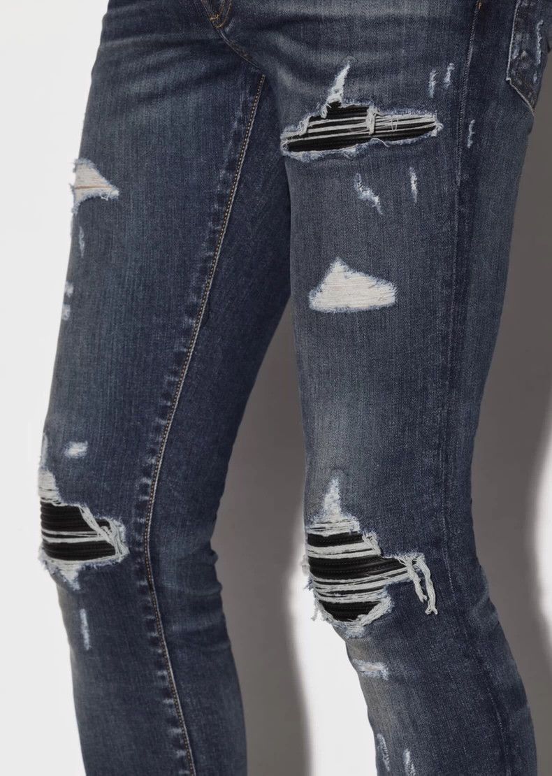 Amiri Amiri mx1 patched distressed blue denim Size US 31 - 7 Thumbnail