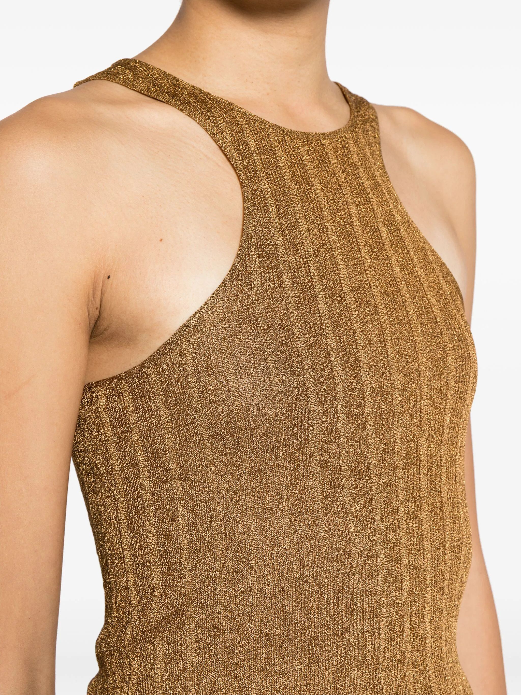 Tom Ford o1w1db10525 TSK308 Metallic Sleeveless Top in Brown Size L / US 10 / IT 46 - 5 Thumbnail