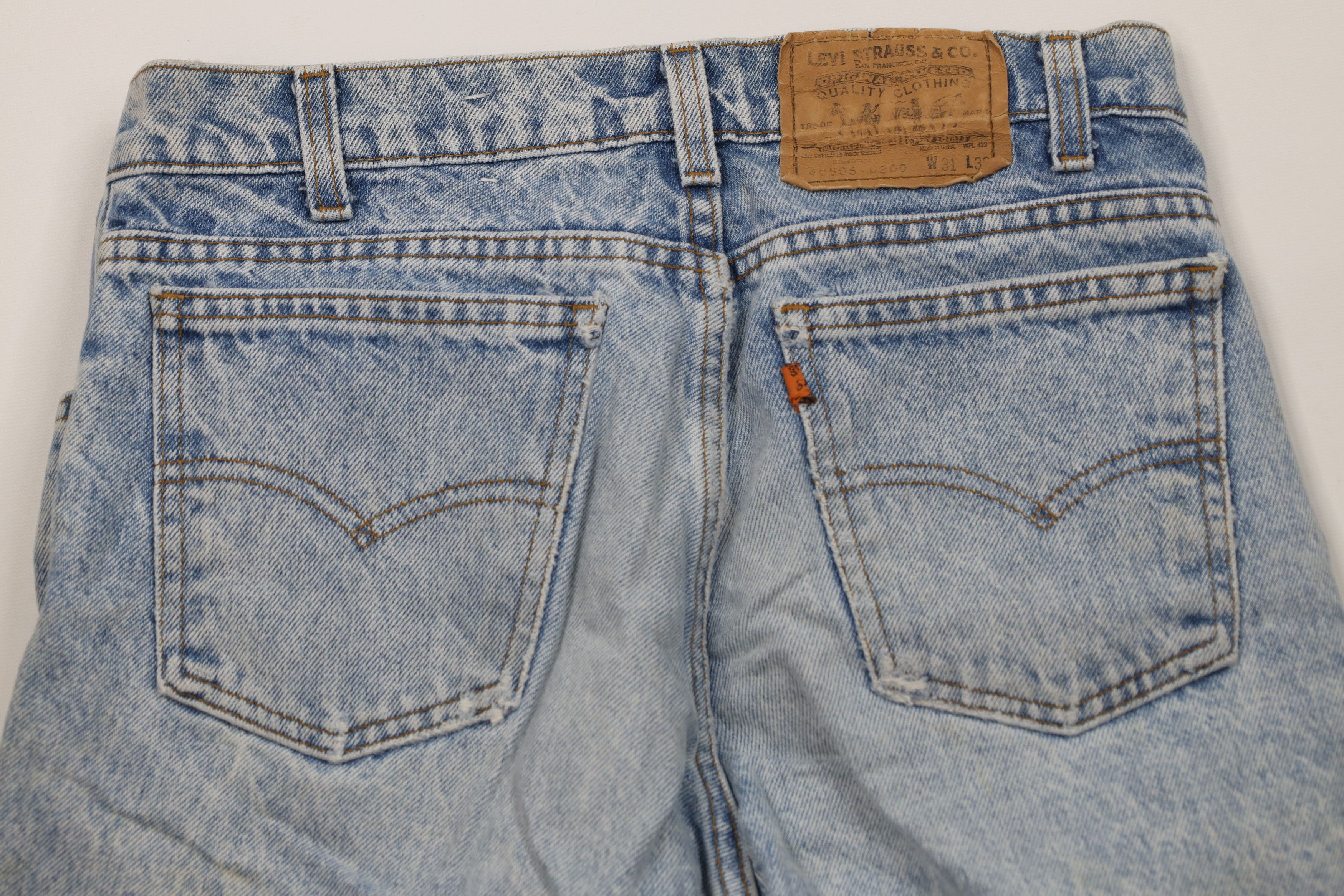 Levi's Vintage 80s Levis 505 Orange Tab Acid Wash Denim Shorts USA Size US 31 - 13 Thumbnail