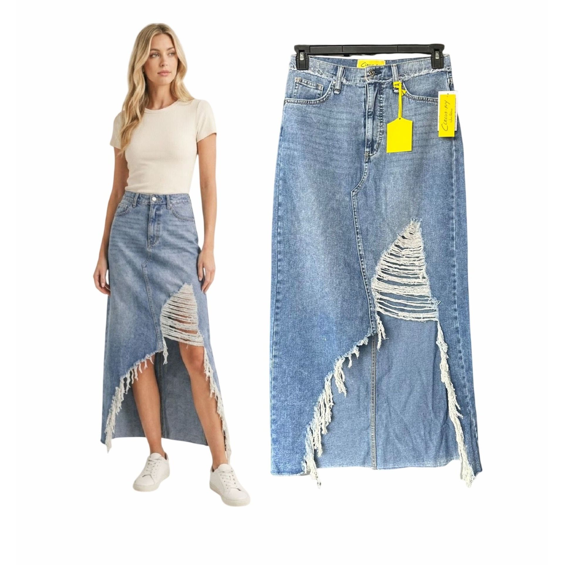 Sam Edelman ⭐Sam Edelman Womens Maxi Skirt Size 27 Deconstructed Denim J Size 27" / US 4 / IT 40 - 1 Thumbnail