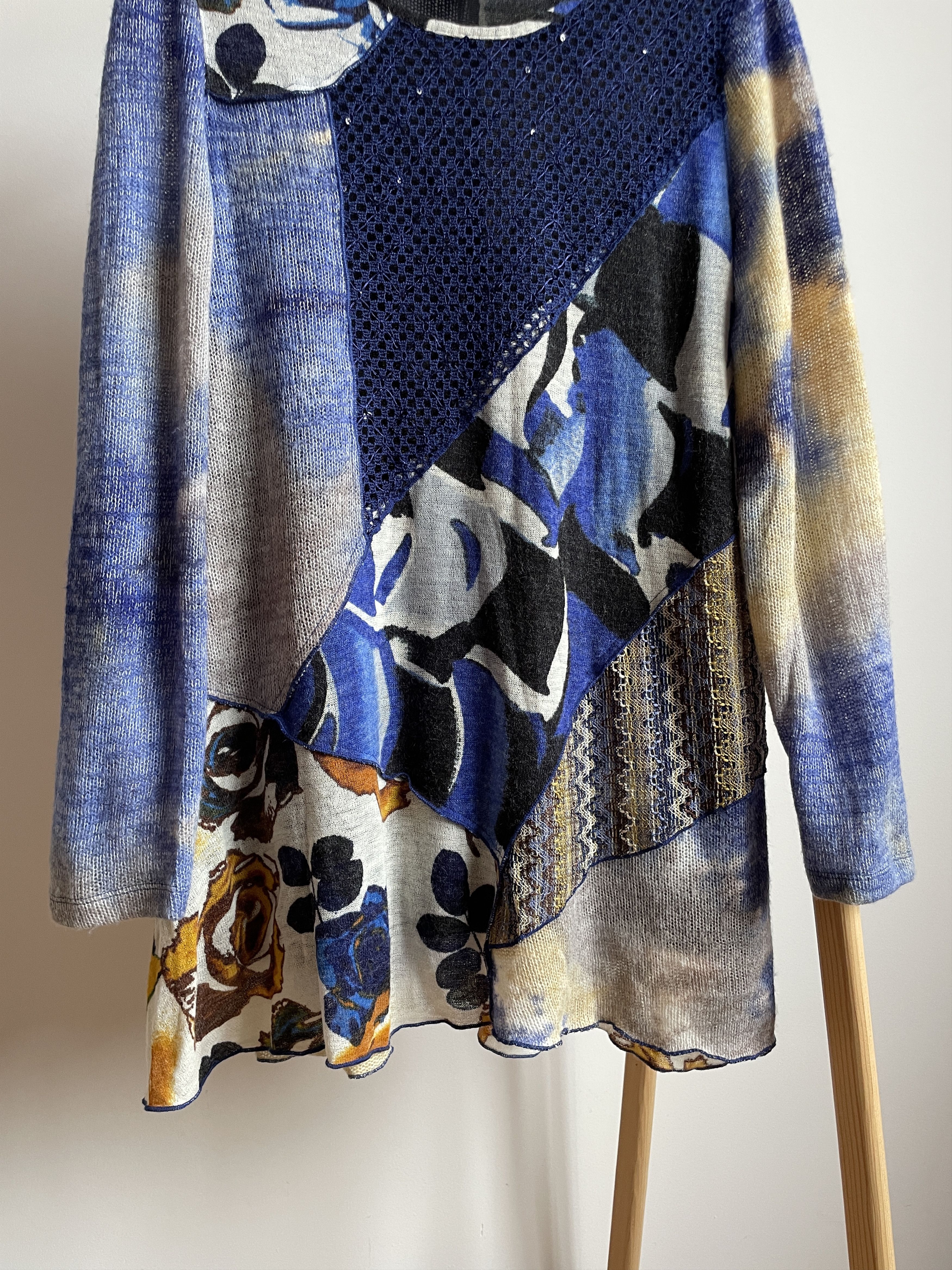 Other Ali Miles Womens Patchwork Mesh Knit Floral Sweater Size L / US 10 / IT 46 - 7 Thumbnail