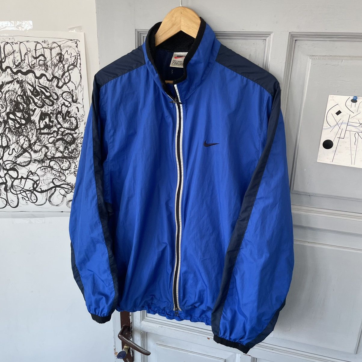Nike × Vintage Vintage 90’s Nike Neilon Tracksuit Jacket Blue size L Size US M / EU 48-50 / 2 - 1 Thumbnail