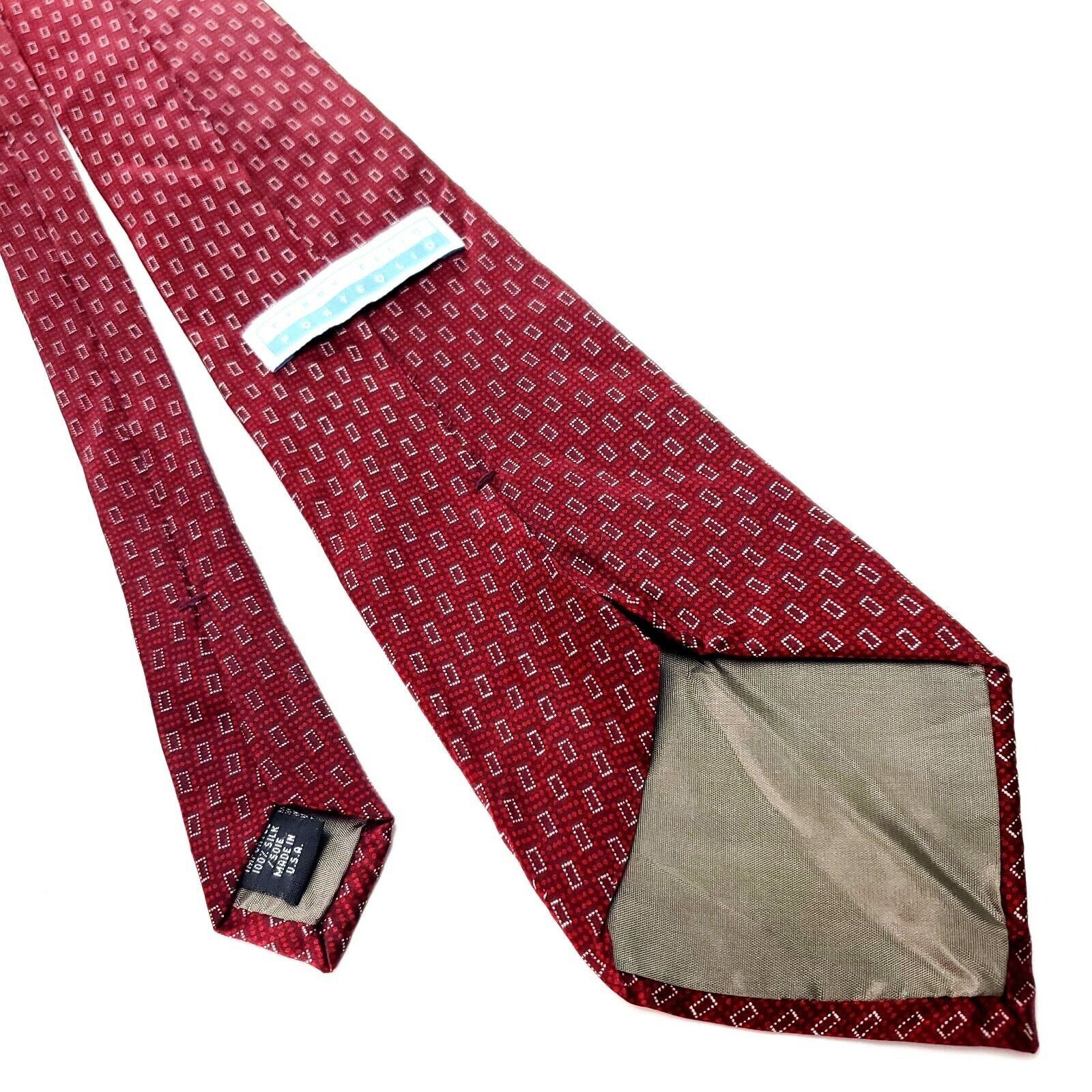 Perry Ellis Perry Ellis Red Silk Tie Woven Short Wide Geometric Size ONE SIZE - 3 Thumbnail