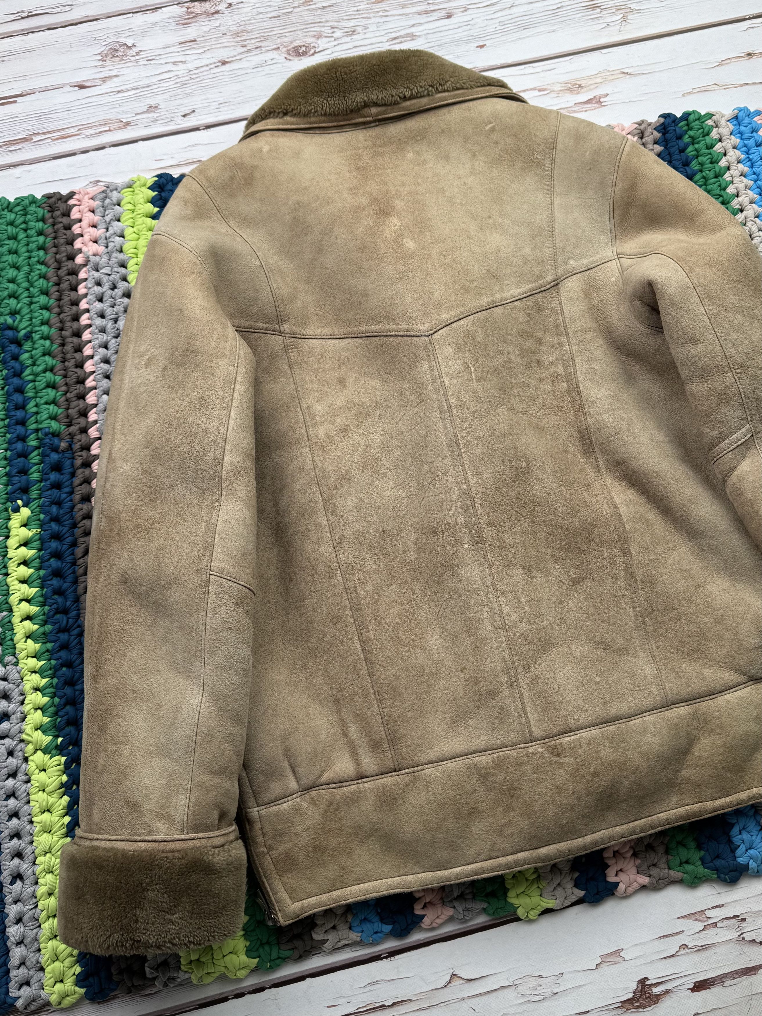 Japanese Brand Vintage Real Sheepskin Coat With Asymmetry Zip (ET1)(D15) Size US L / EU 52-54 / 3 - 14 Thumbnail