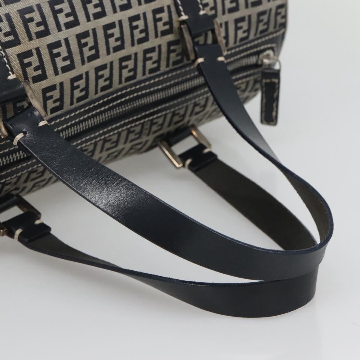Fendi FENDI Zucchino Canvas Boston Bag Navy Silver Size ONE SIZE - 7 Thumbnail