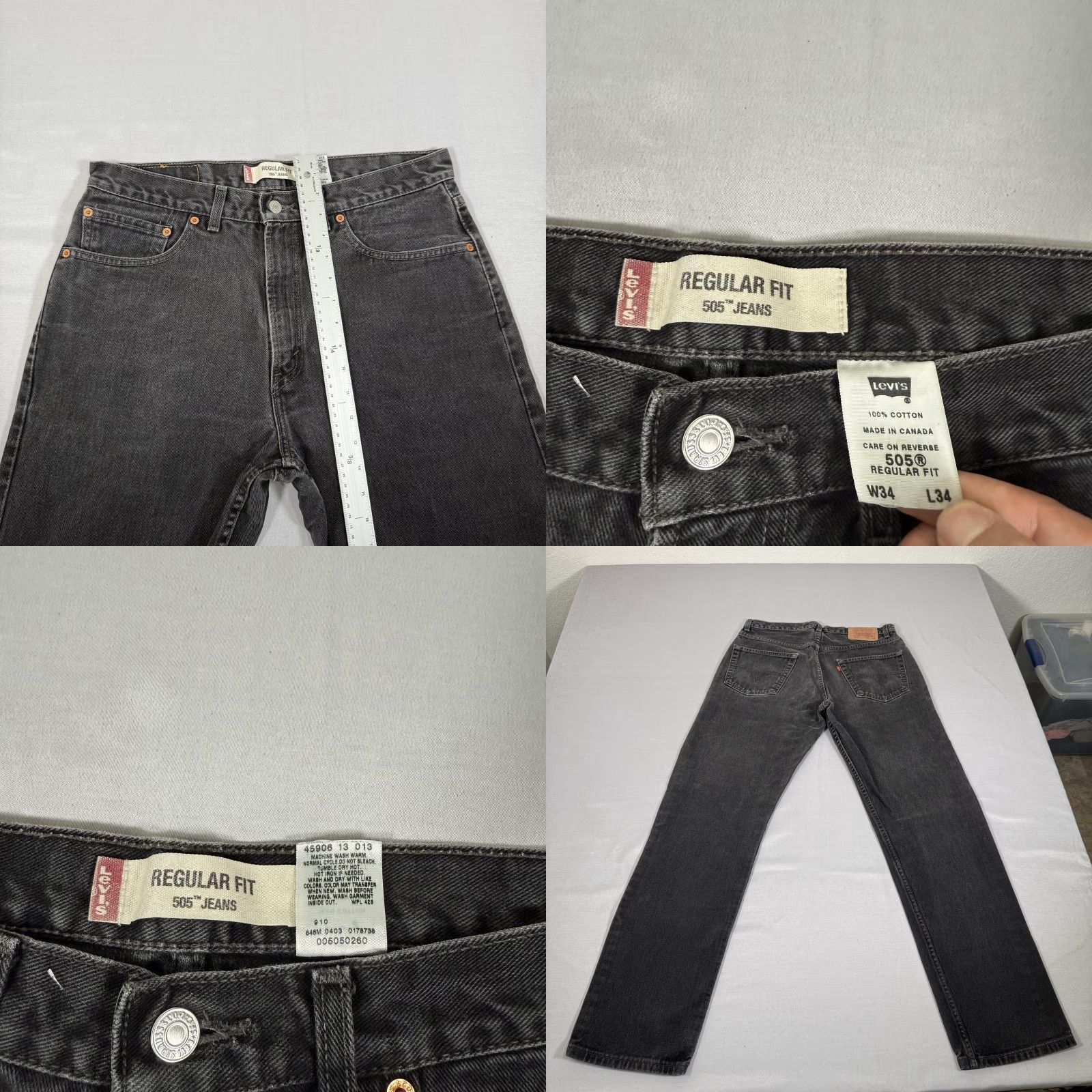 Levi's VINTAGE Levi's Jeans Mens 34x34 Black 505 Straight Fit Denim Pants Western Y2K Size US 34 / EU 50 - 8 Thumbnail