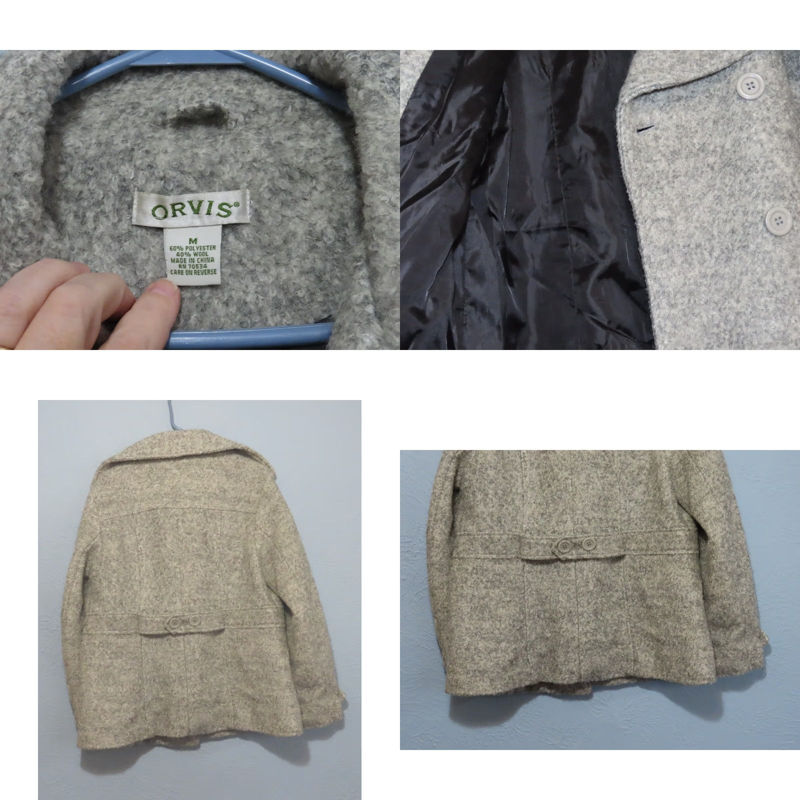 Orvis Orvis Wool Blend Women's M Gray Jacket Coat Wool Clothing Outer Shell Button Closure Long Sleeve Regular Fit Size M / US 6-8 / IT 42-44 - 8 Thumbnail