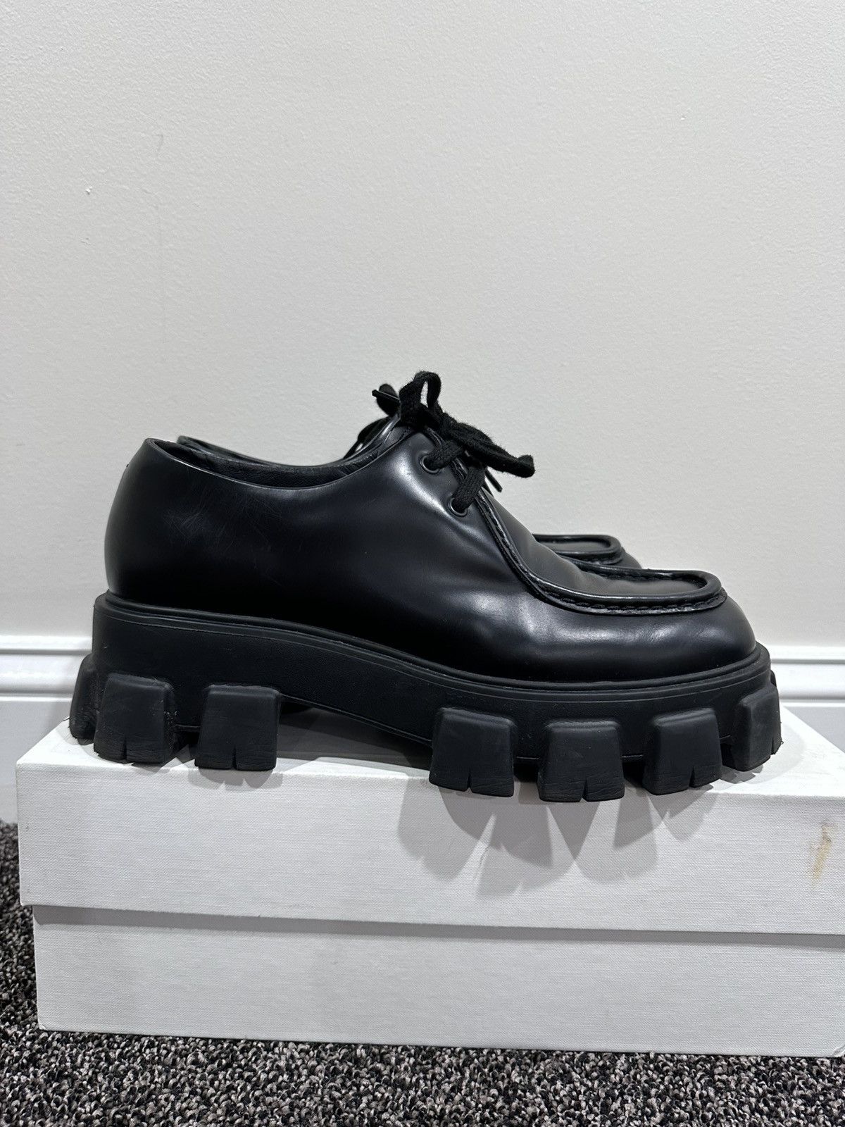 Prada Prada Monolith Chunky Sole Black Leather Derby Size US 8 / EU 41 - 13 Thumbnail