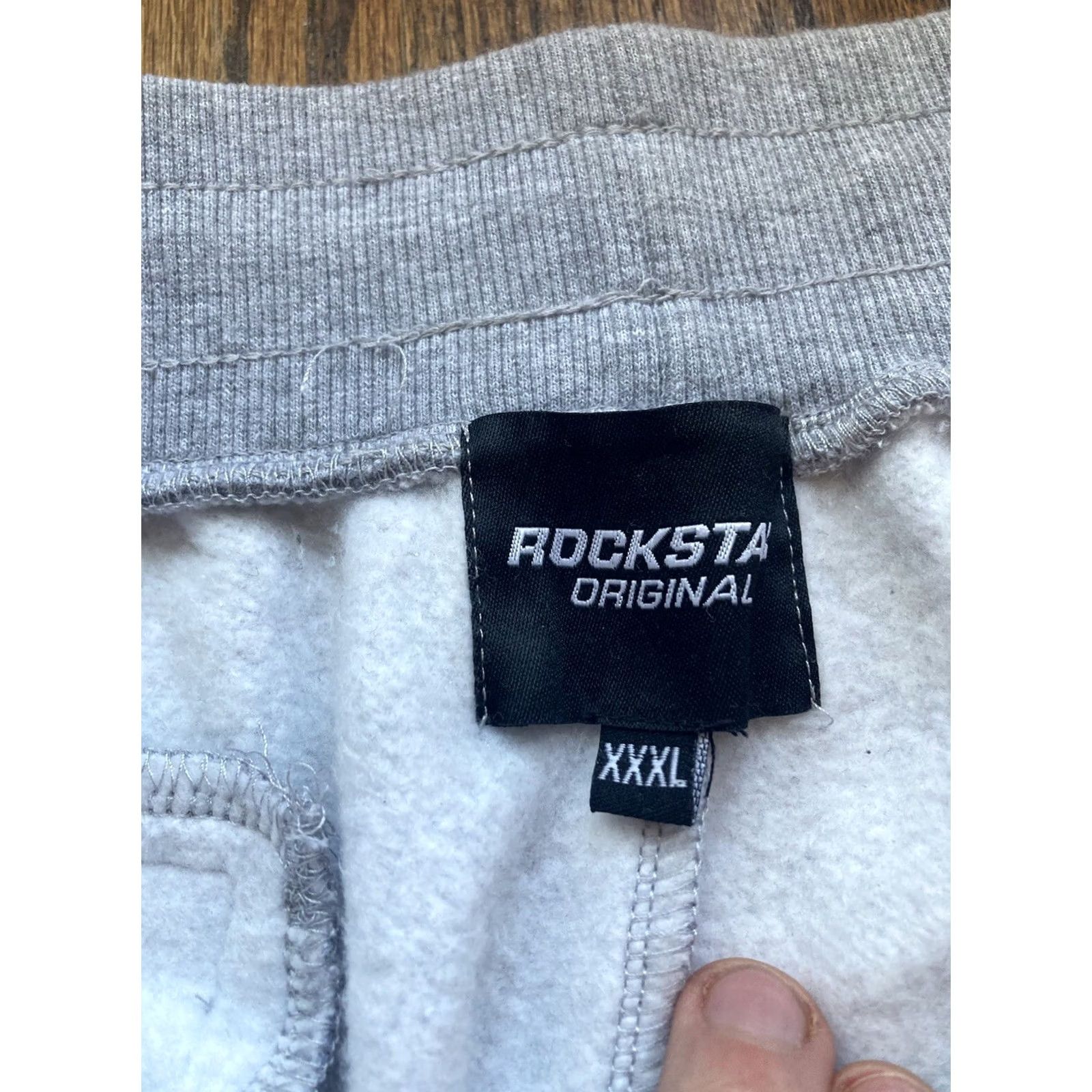 Vintage Rockstar Sweatpants Mens 3XL Gray Sweatpants Activewear Elastic Waist Pockets Cotton Polyester Streetwear Drawstring Size US 39 - 3 Thumbnail