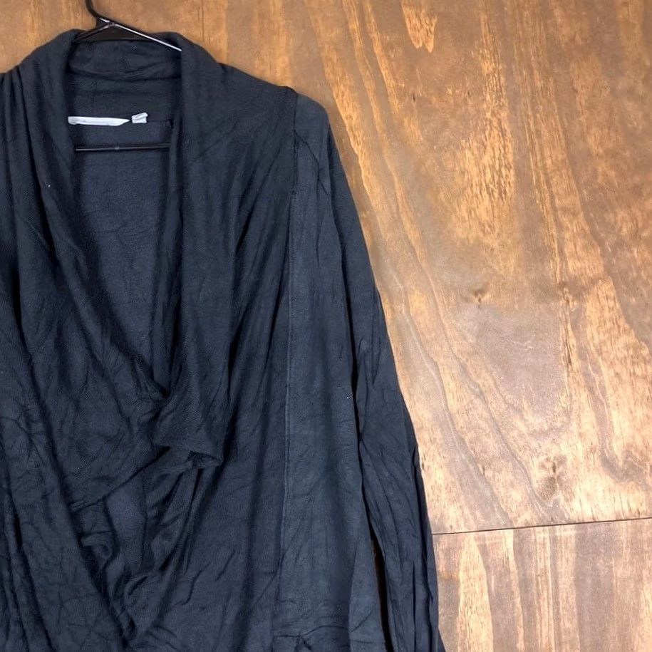 Athleta Athleta Womens Sweater Black Studio Wrap Open Front Waterfall Cardigan Stretch M Ladies Cardigan Casual Workwear Size M / US 6-8 / IT 42-44 - 5 Thumbnail