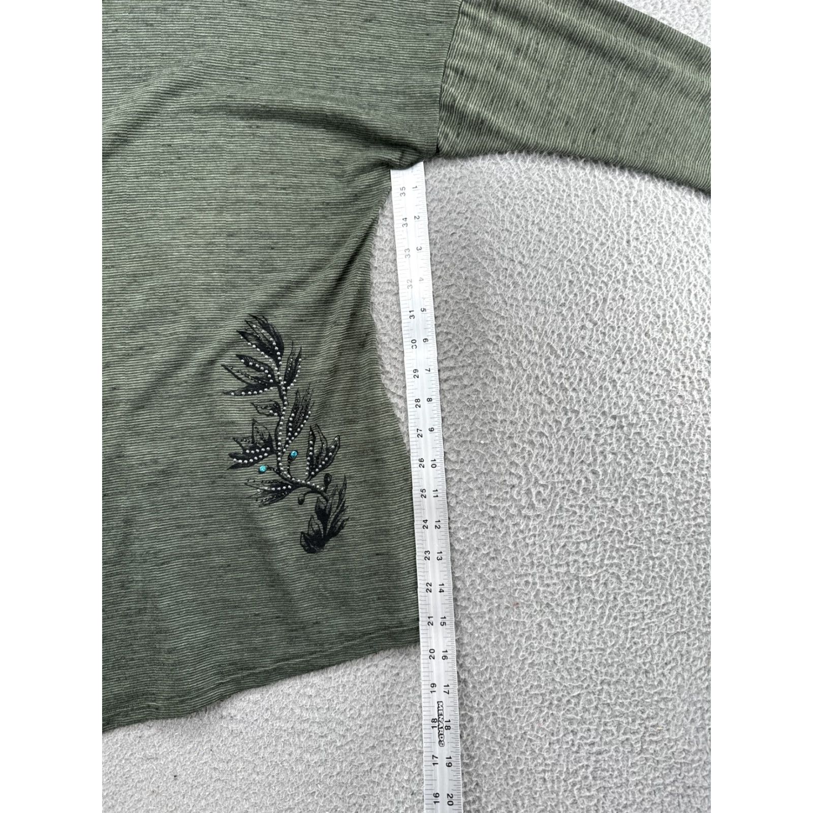 Harley Davidson Harley-Davidson Women's Foliage Long Sleeve Scoop Neck Poncho Shirt XL Green Burnout, T-Shirt, Cotton Blend, Regular, Vintage? Size XL / US 12-14 / IT 48-50 - 7 Thumbnail