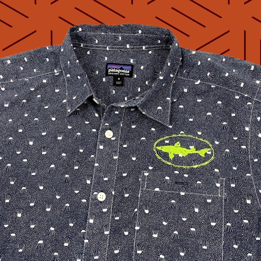 Patagonia Patagonia X Dogfish Head Brewery Shirt Mens M Blue Organic Cotton Button Up Hike Shirt Size US M / EU 48-50 / 2 - 1 Thumbnail