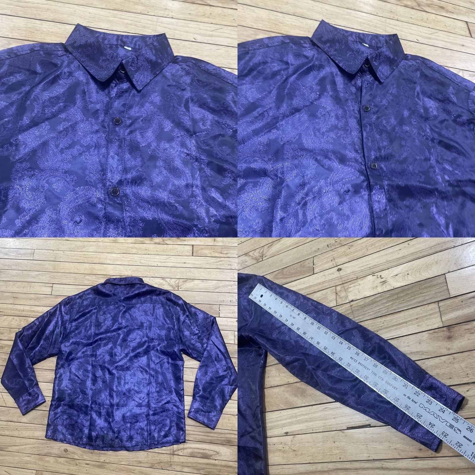 Vintage VINTAGE Royal Purple Brocade Baroque Button Shirt Adult M Jewel Tone 1970s Disco Club Mens Size US M / EU 48-50 / 2 - 11 Thumbnail
