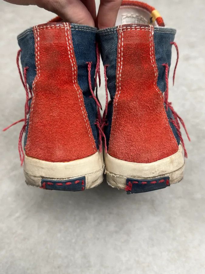 Visvim Visvim Skagway Navy Distressed Denim High Sneakers Size US 11 / EU 44 - 4 Thumbnail