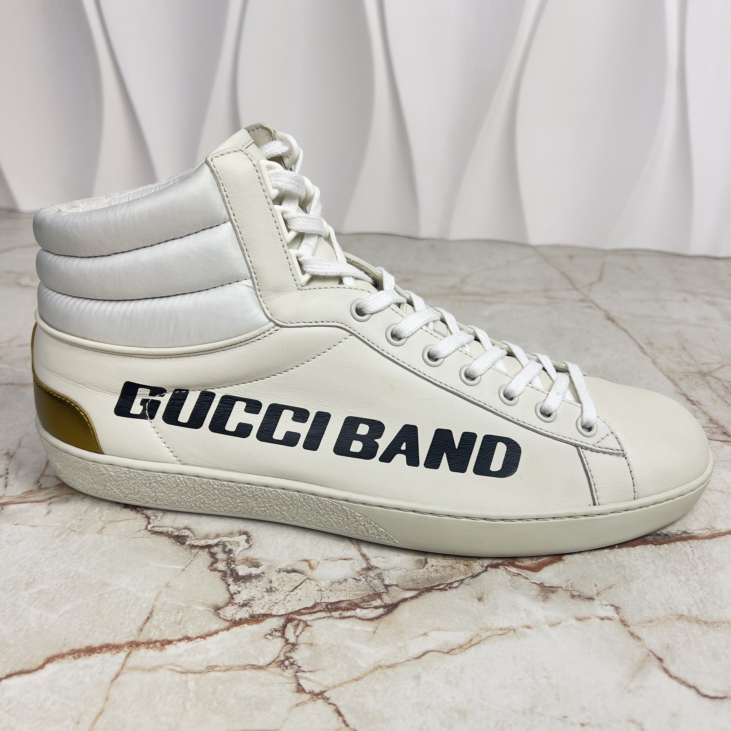 Gucci Ace Band Graphic Print Sneakers Calfskin White Size US 10.5 / EU 43-44 - 13 Thumbnail