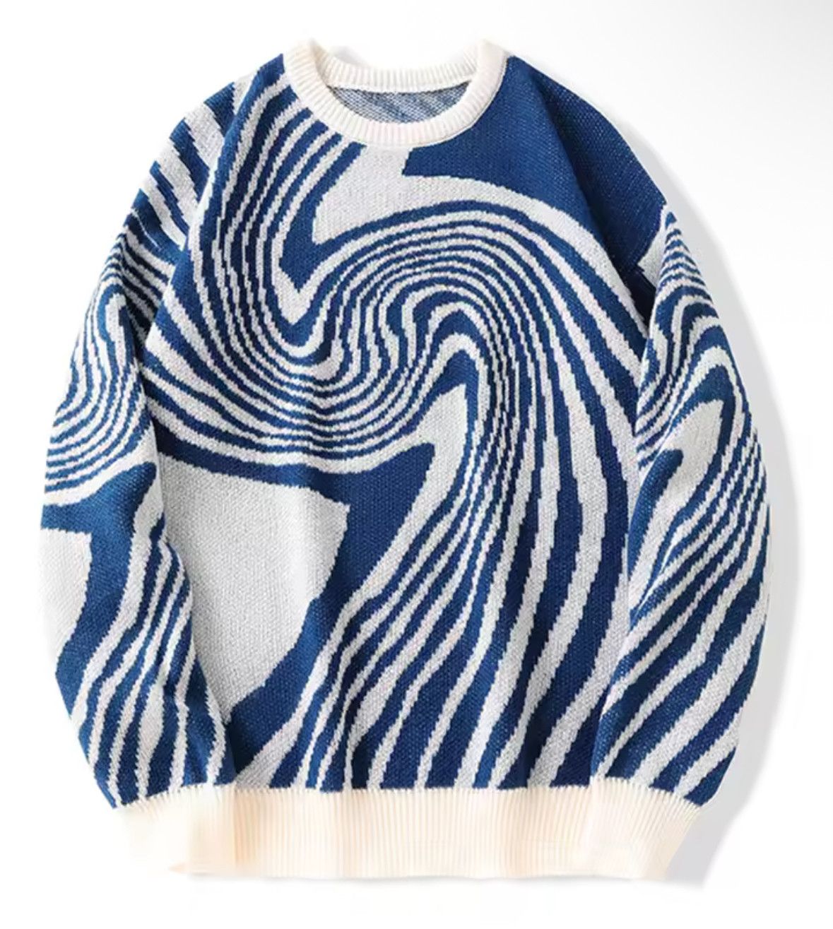 Japanese Brand Street Vintage Blue Maze Sweater Jacquard Knitted Sweatshirt Size US XL / EU 56 / 4 - 1 Thumbnail