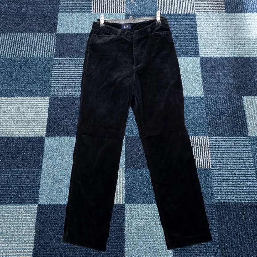 Gap VINTAGE Gap Pants Womens 4 Black Velour Straight Leg Mid Rise Ankle Y2K Size 27" / US 4 / IT 40 - 1 Thumbnail