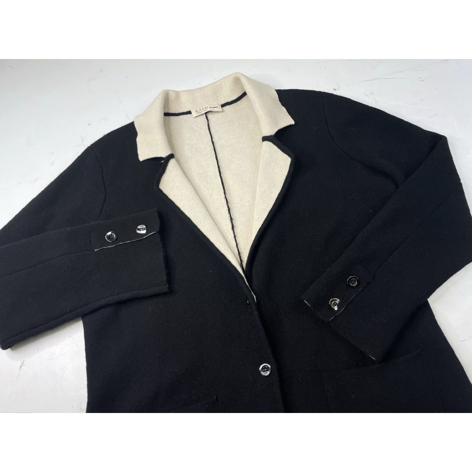 ASH KASH 100% CASHMERE SWEATER Cardigan Jacket Coat Black Womens SIZE 50 Size XL / US 12-14 / IT 48-50 - 2 Thumbnail