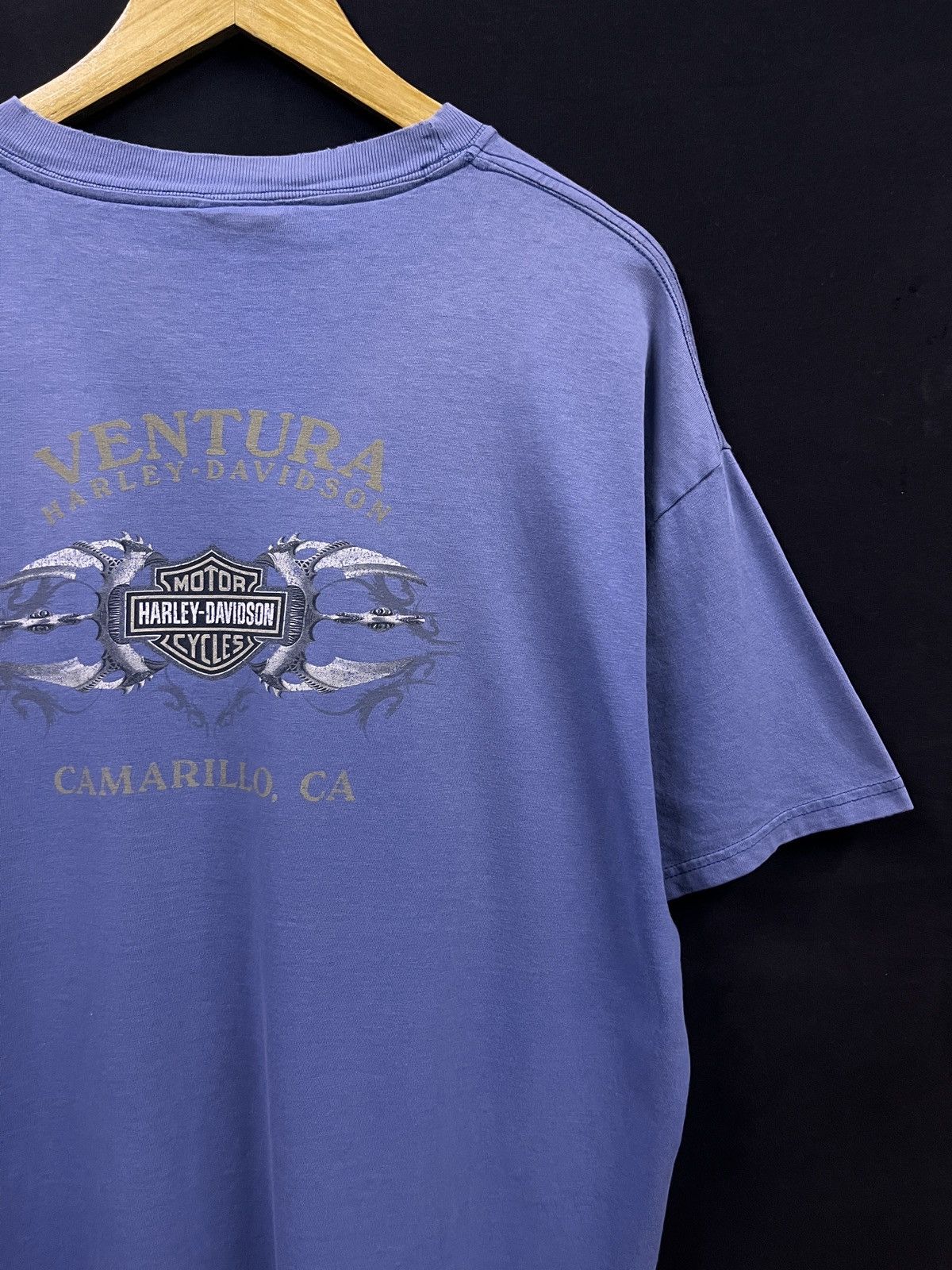 Harley Davidson RARE ! VINTAGE Y2K HARLEY DAVIDSON BLUE LIGHTNING TSHIRT Size US XL / EU 56 / 4 - 5 Thumbnail