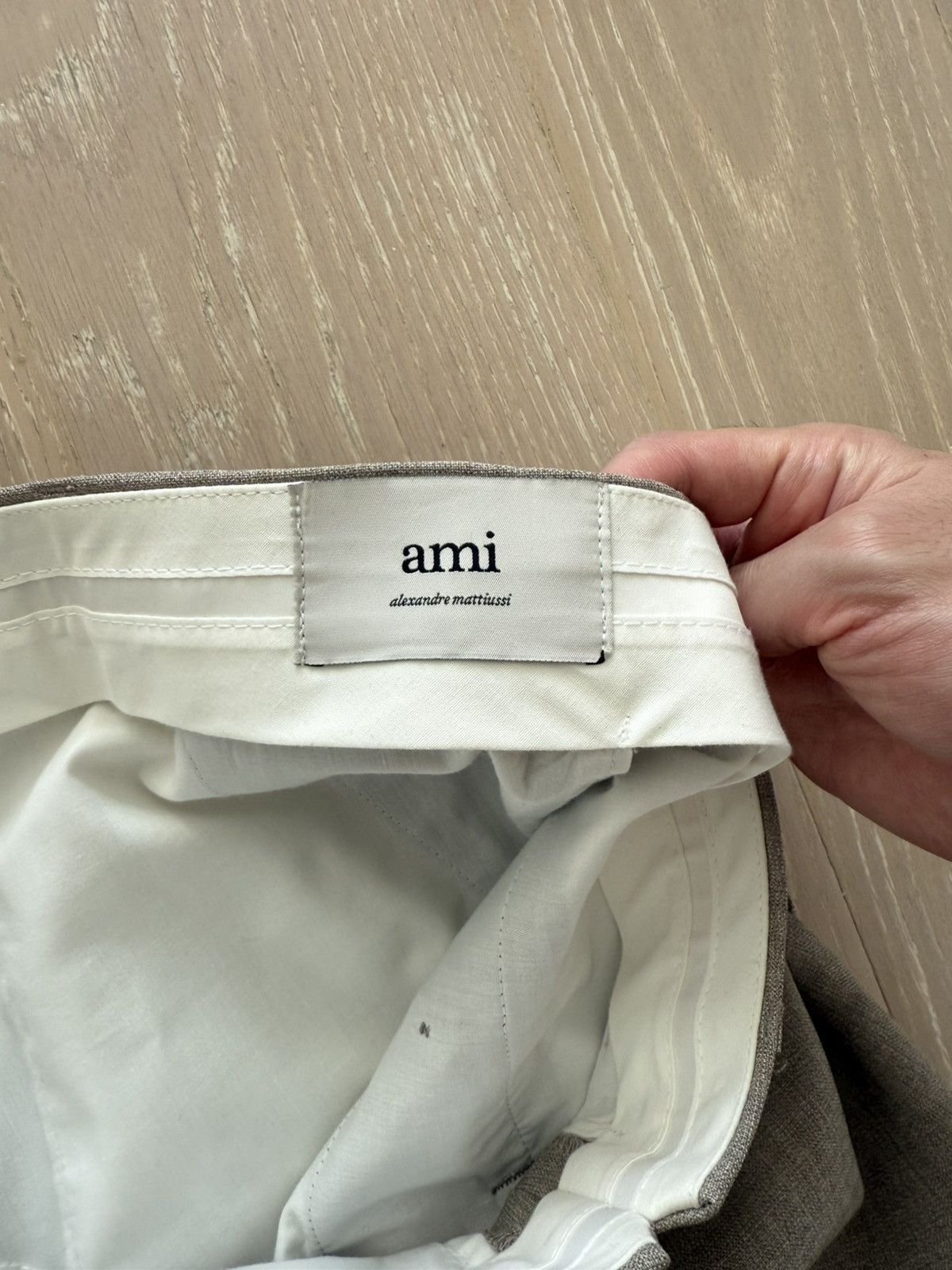 AMI Ami Taupe Wool Straight Trousers Size 48R - 8 Thumbnail