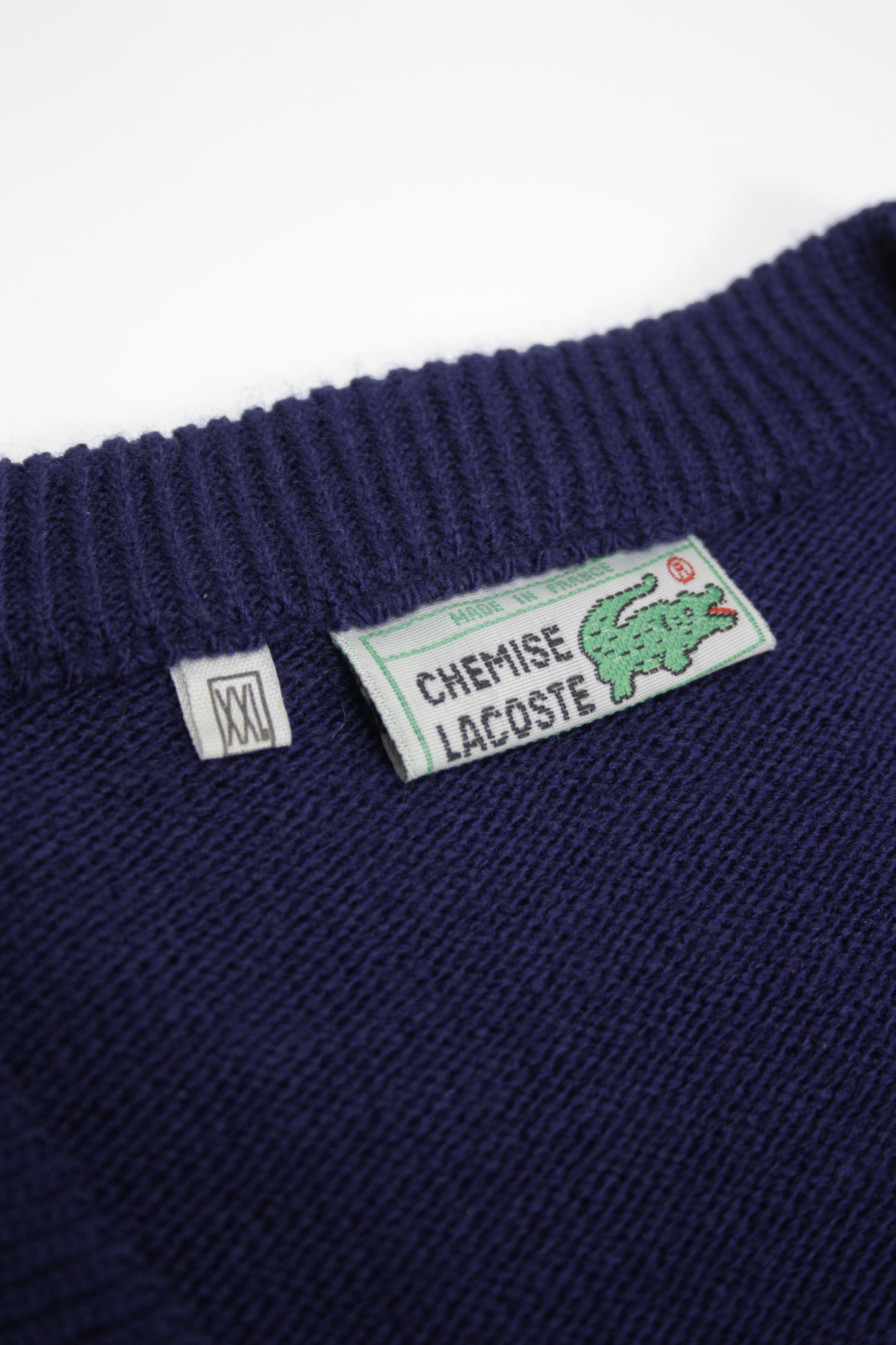 Lacoste × Vintage Chemise Lacoste 80s Vintage Knitted Cotton V-Neck Sweater Size US XL / EU 56 / 4 - 5 Thumbnail