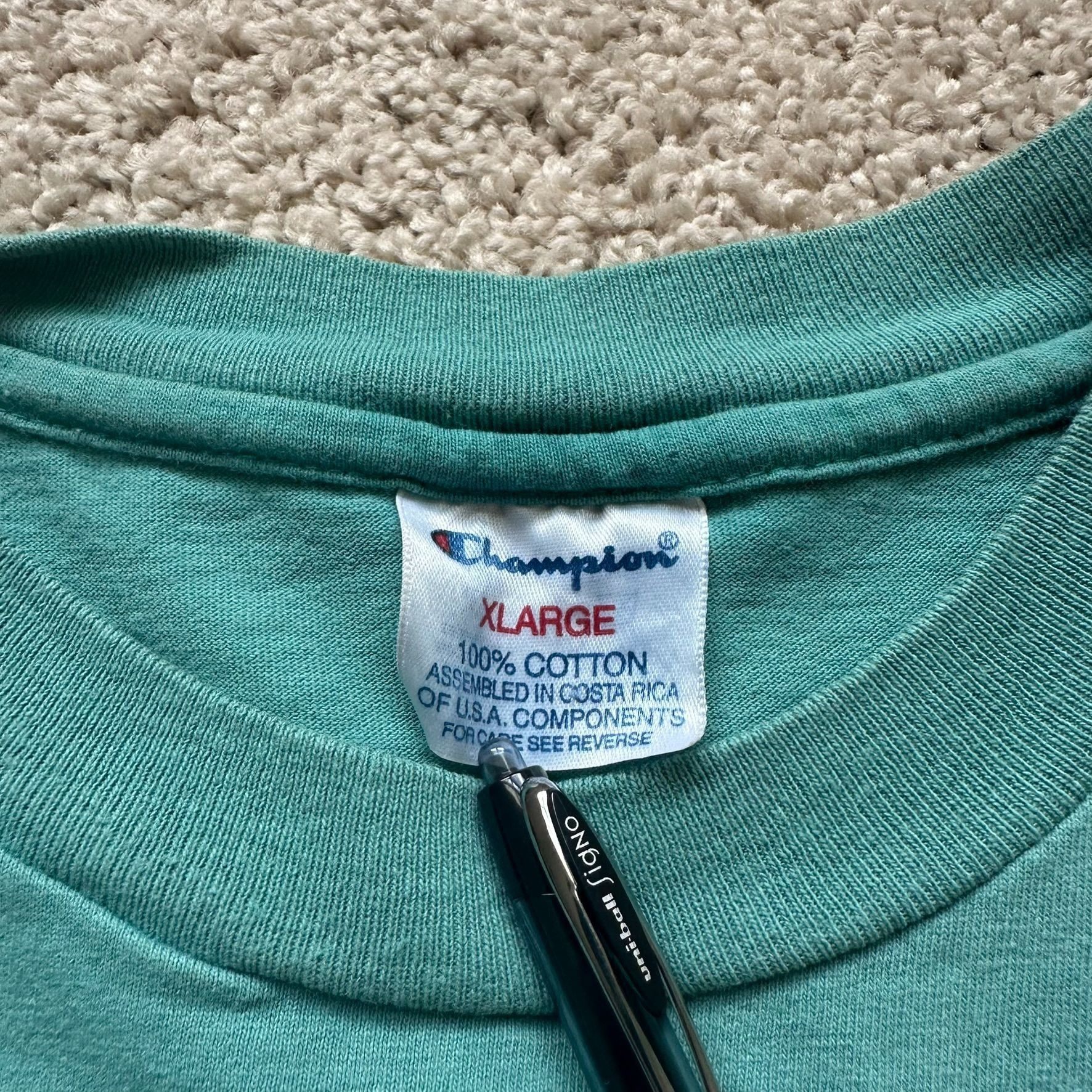 Champion Vintage 90s Champion Big Print T-Shirt Turquoise Blue Athlet Size US XL / EU 56 / 4 - 4 Thumbnail