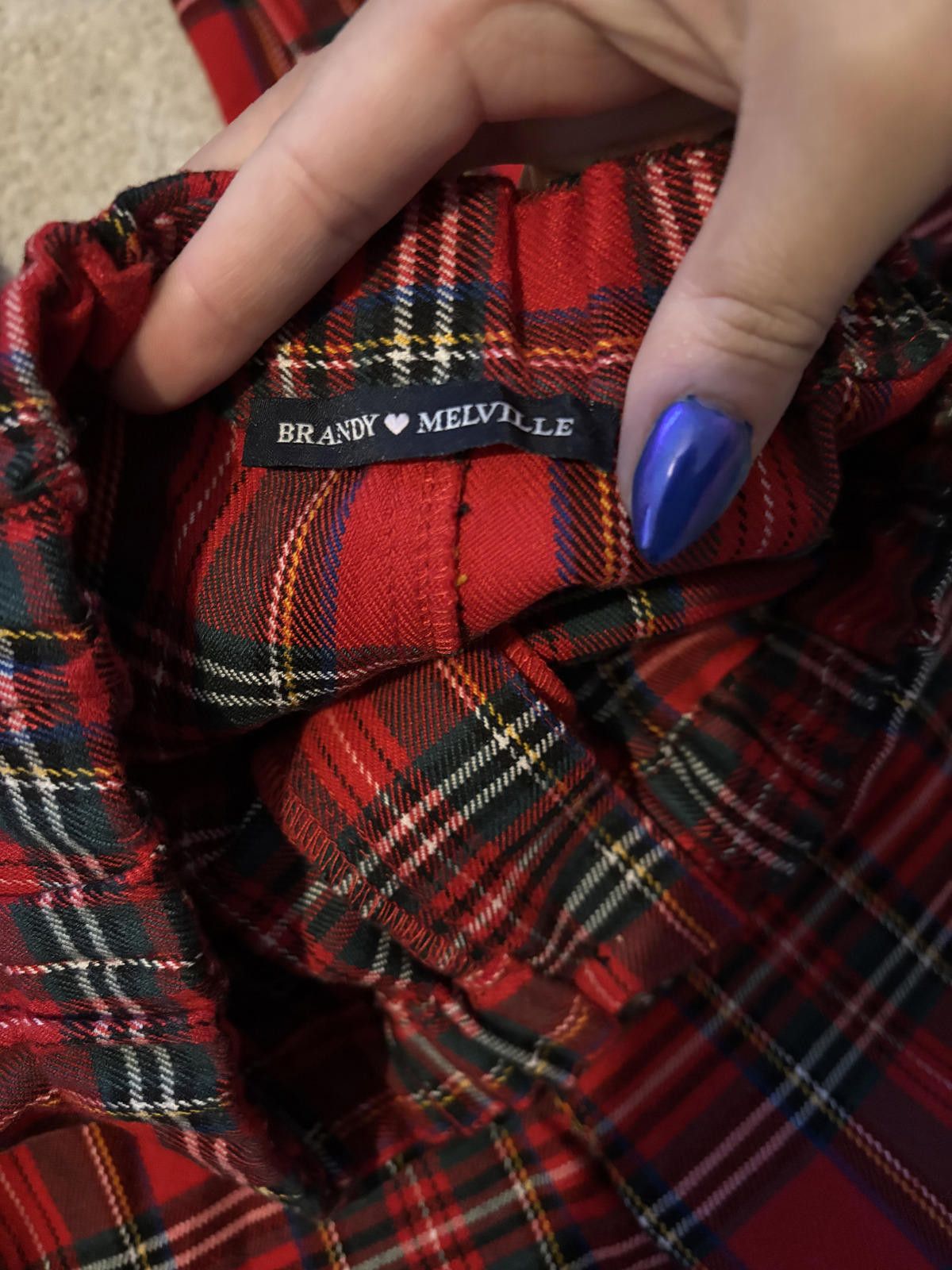 Other Brandy Melville Tilden High Rise Red Plaid Women's Pants Size 28" / US 6 / IT 42 - 6 Thumbnail