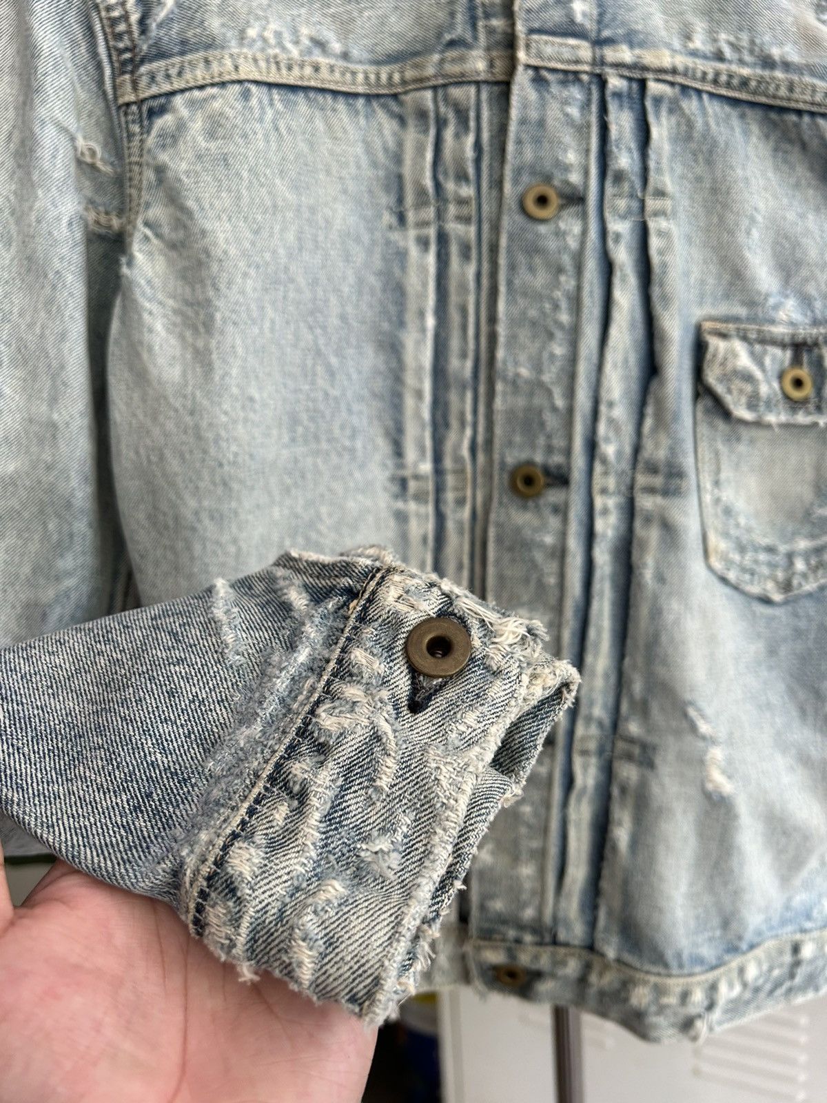 If Six Was Nine Wjk Distressed Denim Jacket Size US L / EU 52-54 / 3 - 13 Thumbnail