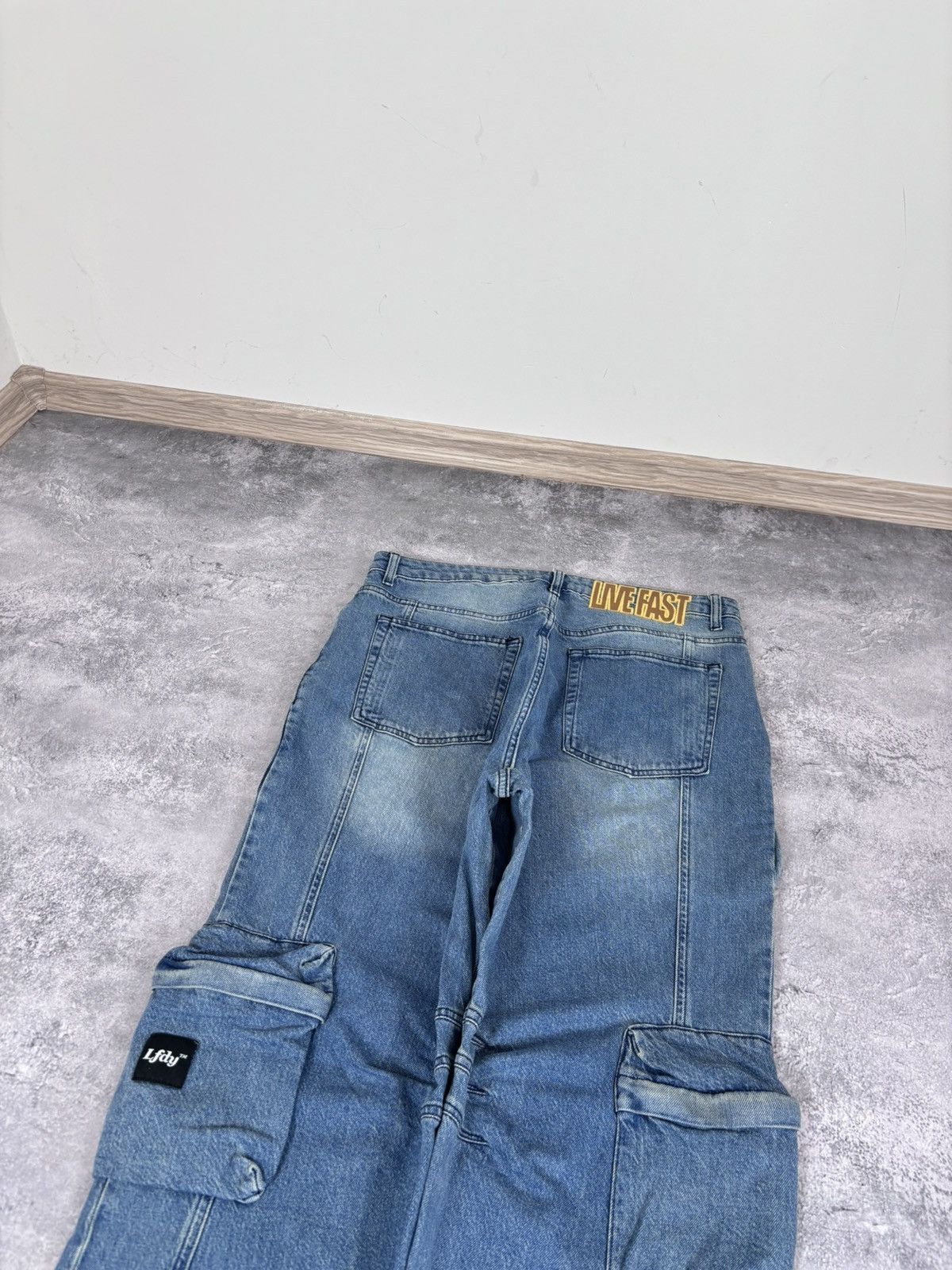 LFDY LFDY Live Fast Die Young Blue Multipocket Baggy Cargo Jeans Size US 34 / EU 50 - 15 Thumbnail