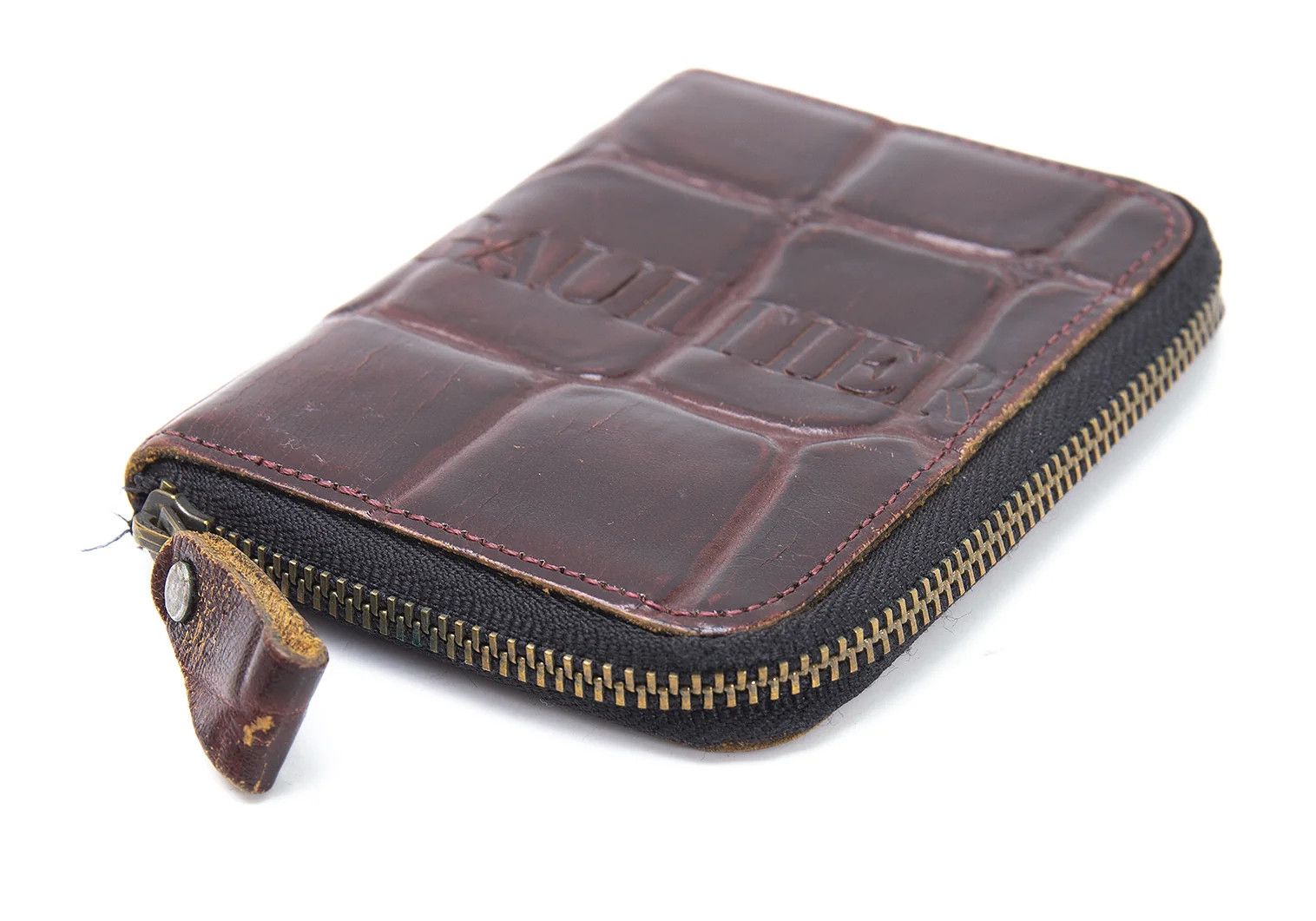 Jean Paul Gaultier Crocodile Embossed Round Zip Coin Case in Brown Size ONE SIZE - 4 Thumbnail
