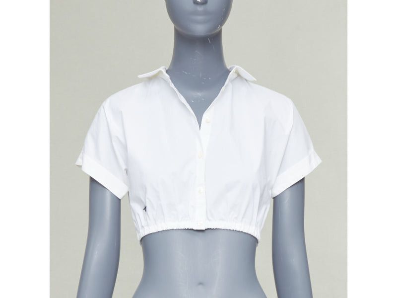 Dior CHRISTIAN DIOR KIDS white cotton blend black bee embroidered crop shirt 12Y XS Size XS / US 0-2 / IT 36-38 - 1 Thumbnail