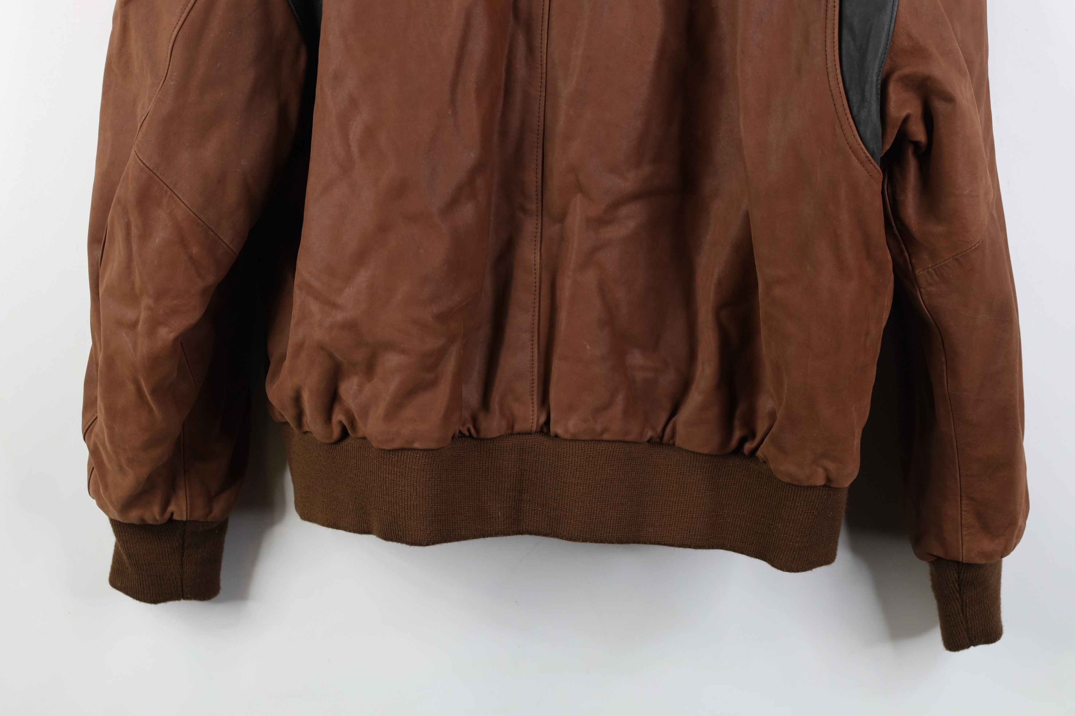 Vintage Vintage 90s Streetwear Leather Flight Bomber Jacket Brown Size US L / EU 52-54 / 3 - 16 Thumbnail