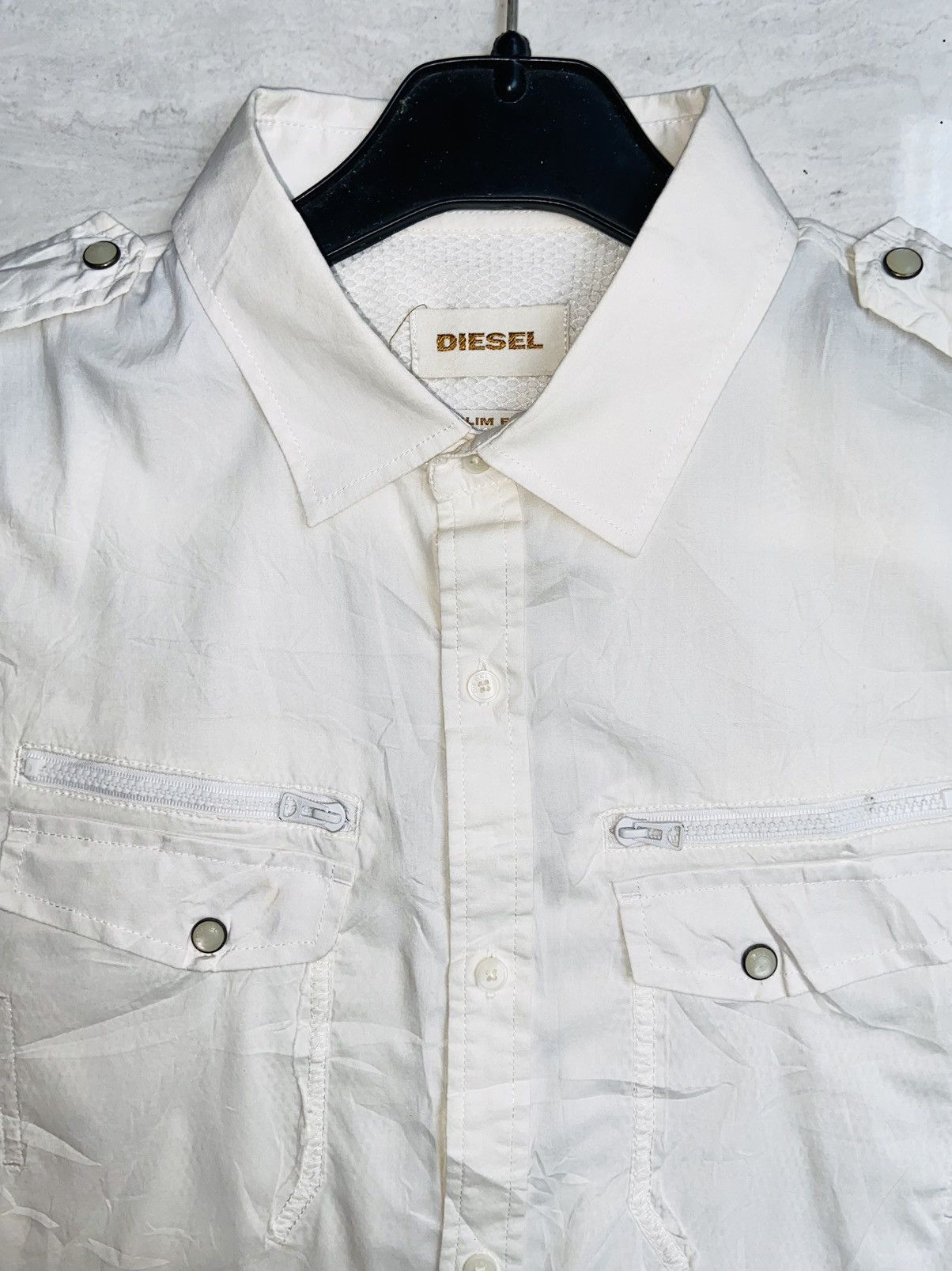 DIESEL White Shirt Slim Fit Size M