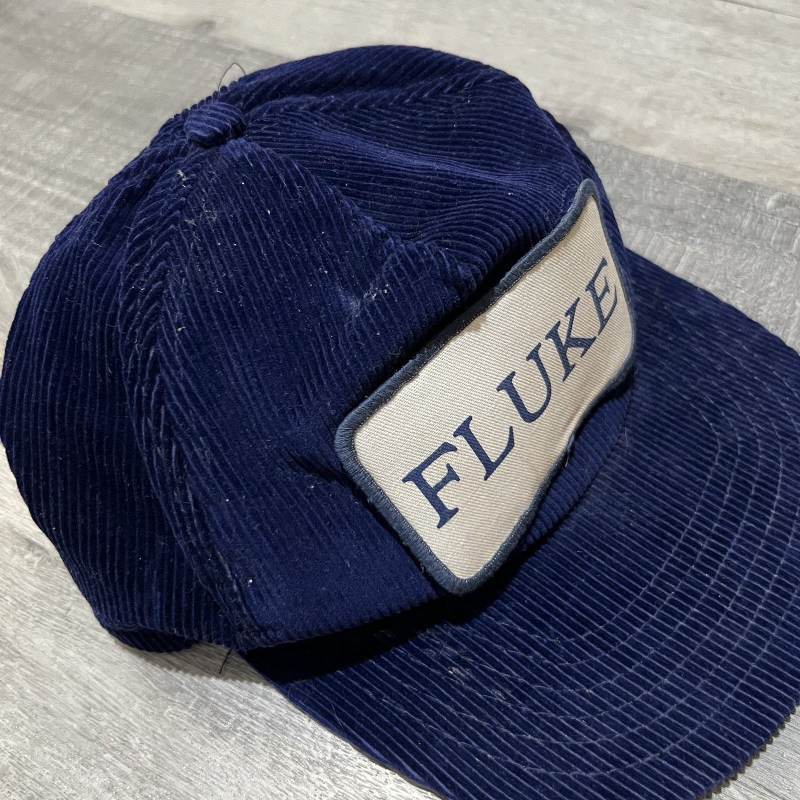 Vintage VTG K-Studio 80s FLUKE Patched Blue Corduroy Snap Back Hat Size ONE SIZE - 2 Thumbnail