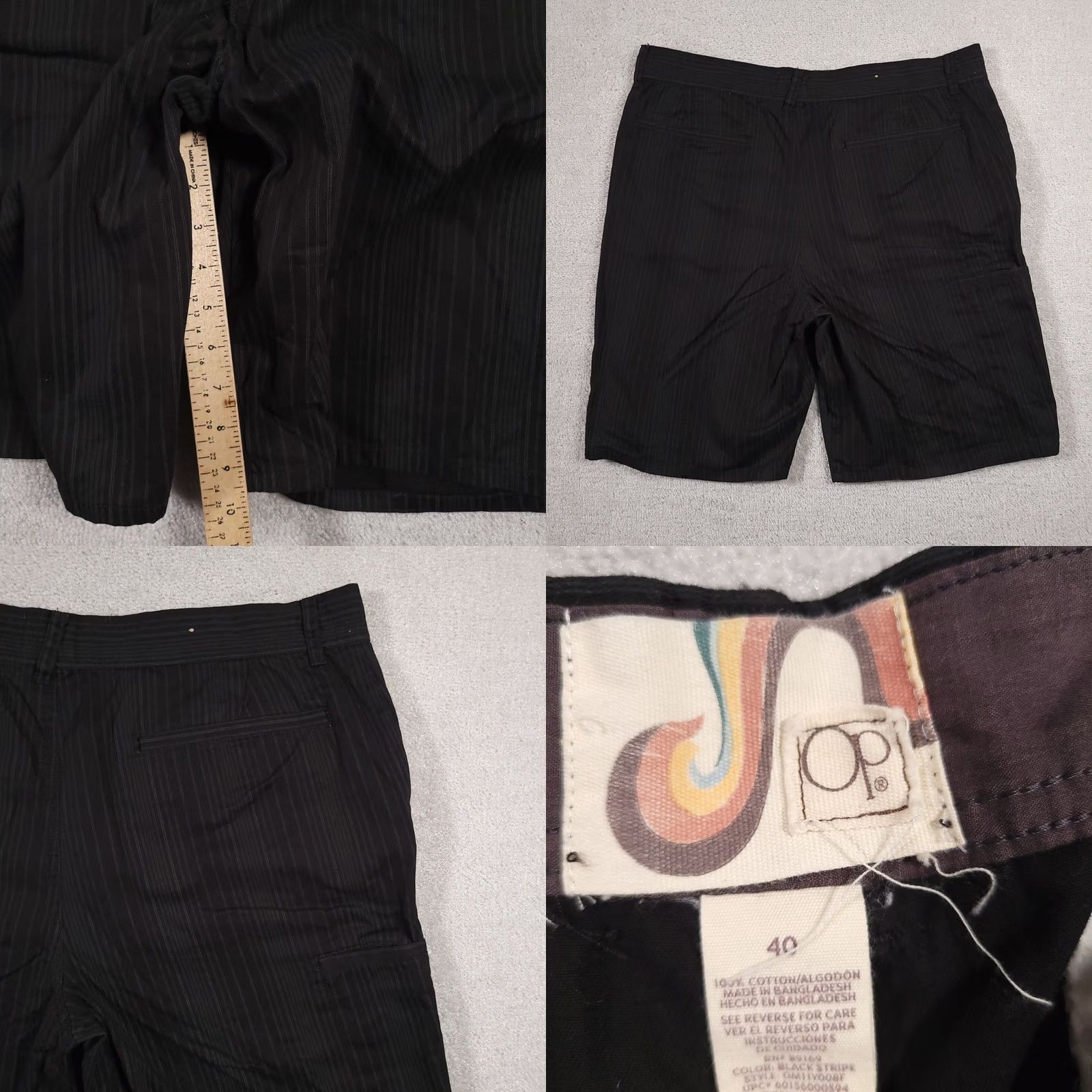 Ocean Pacific VINTAGE Ocean Pacific Shorts Mens 40 Black Striped Cotton Chino Surf Skater Y2K Mens Size US 40 / EU 56 - 8 Thumbnail