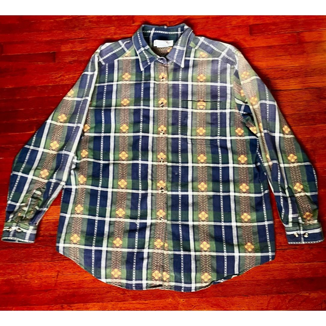 Cabin Creek Vintage 90’s Cabin Creek Blue Green Plaid Casual Shirt XL Size XL / US 12-14 / IT 48-50 - 1 Thumbnail
