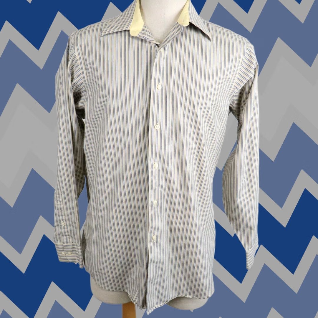 Geoffrey Beene Geoffrey Beene Shirt Mens Large 16 34/35 Wrinkle Free Button Striped Long Sleeve Dress Shirt Size US L / EU 52-54 / 3 - 1 Thumbnail
