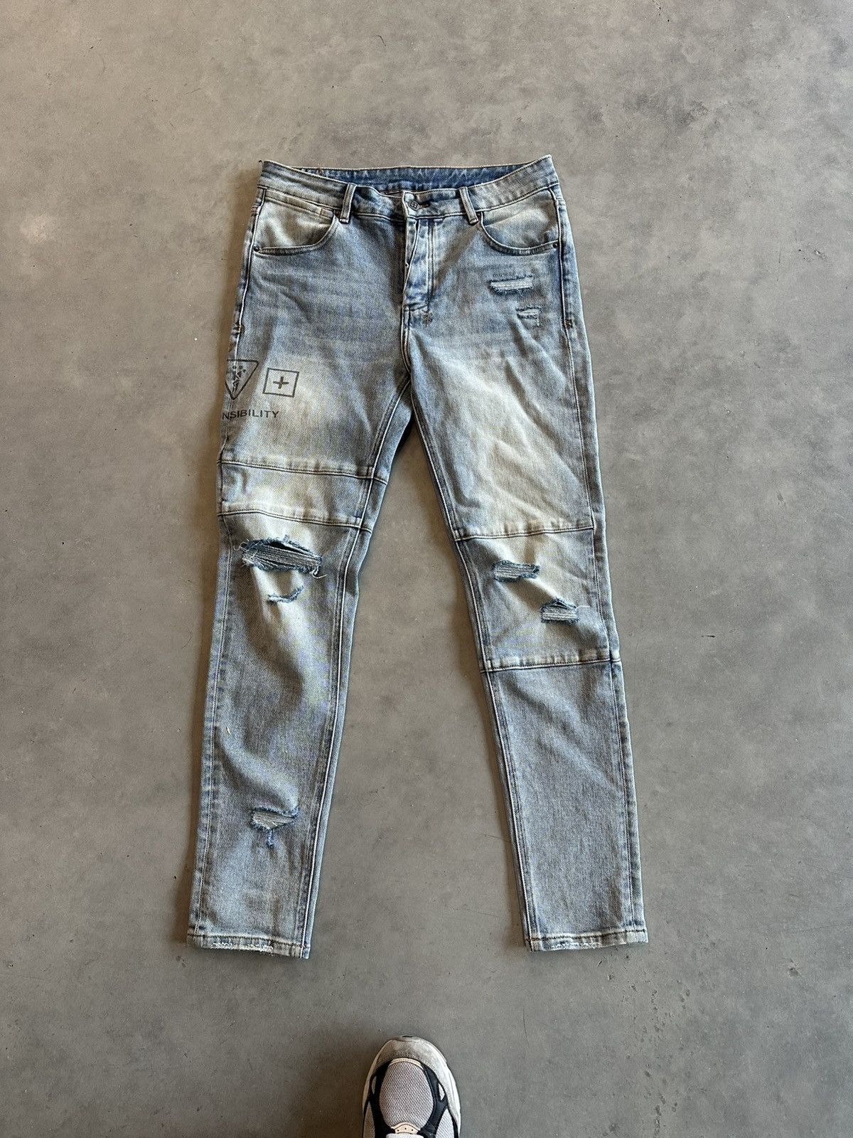 Ksubi Ksubi van winkle enjoy trashed denim light blue Size US 34 / EU 50 - 1 Thumbnail