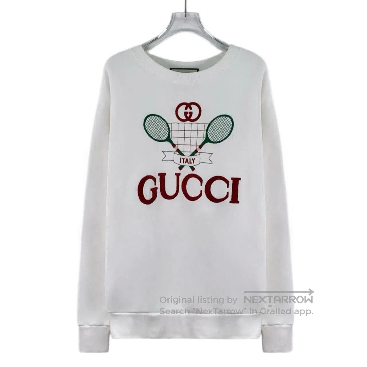 Gucci Guicci White Tennis Racket Letter Embroidered Cotton Round Size US S / EU 44-46 / 1 - 1 Thumbnail