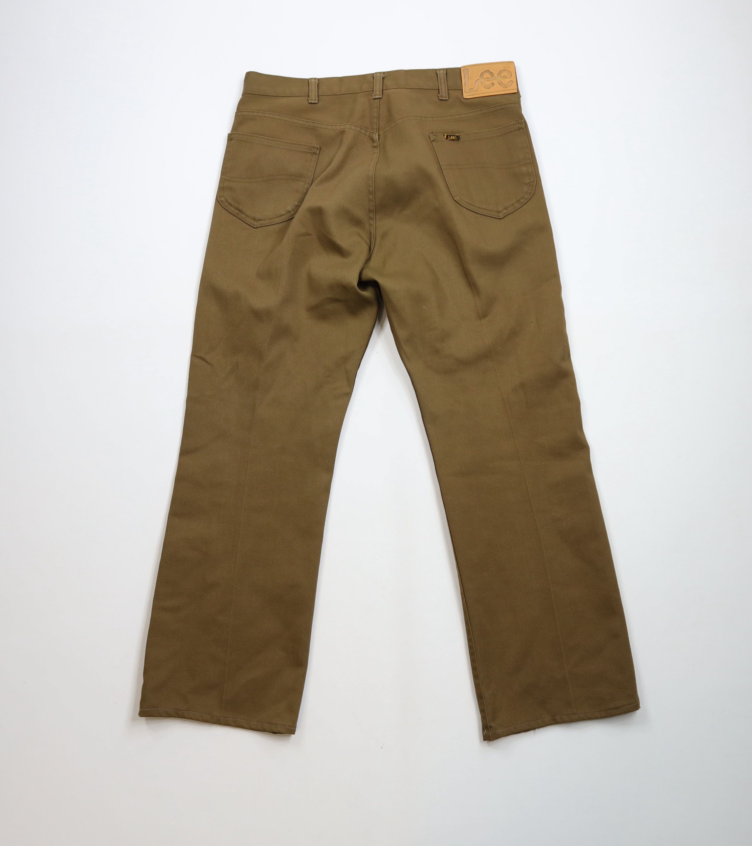 Lee × Vintage Vintage 70s Lee Faded Flared Wide Leg Denim Jeans Brown USA Size US 34 / EU 50 - 10 Thumbnail