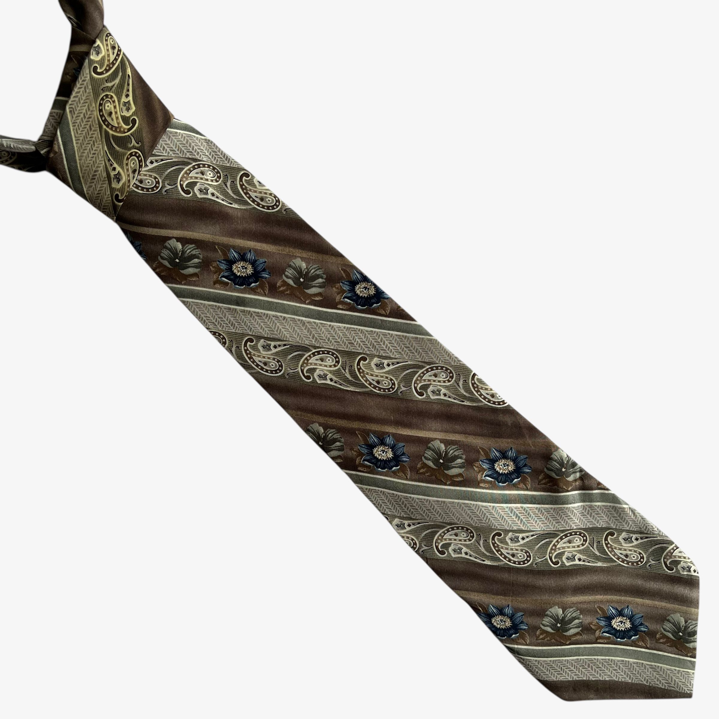 Van Heusen Vintage 90s Van Heusen Floral And Paisley Striped Silk Tie Size ONE SIZE - 1 Thumbnail