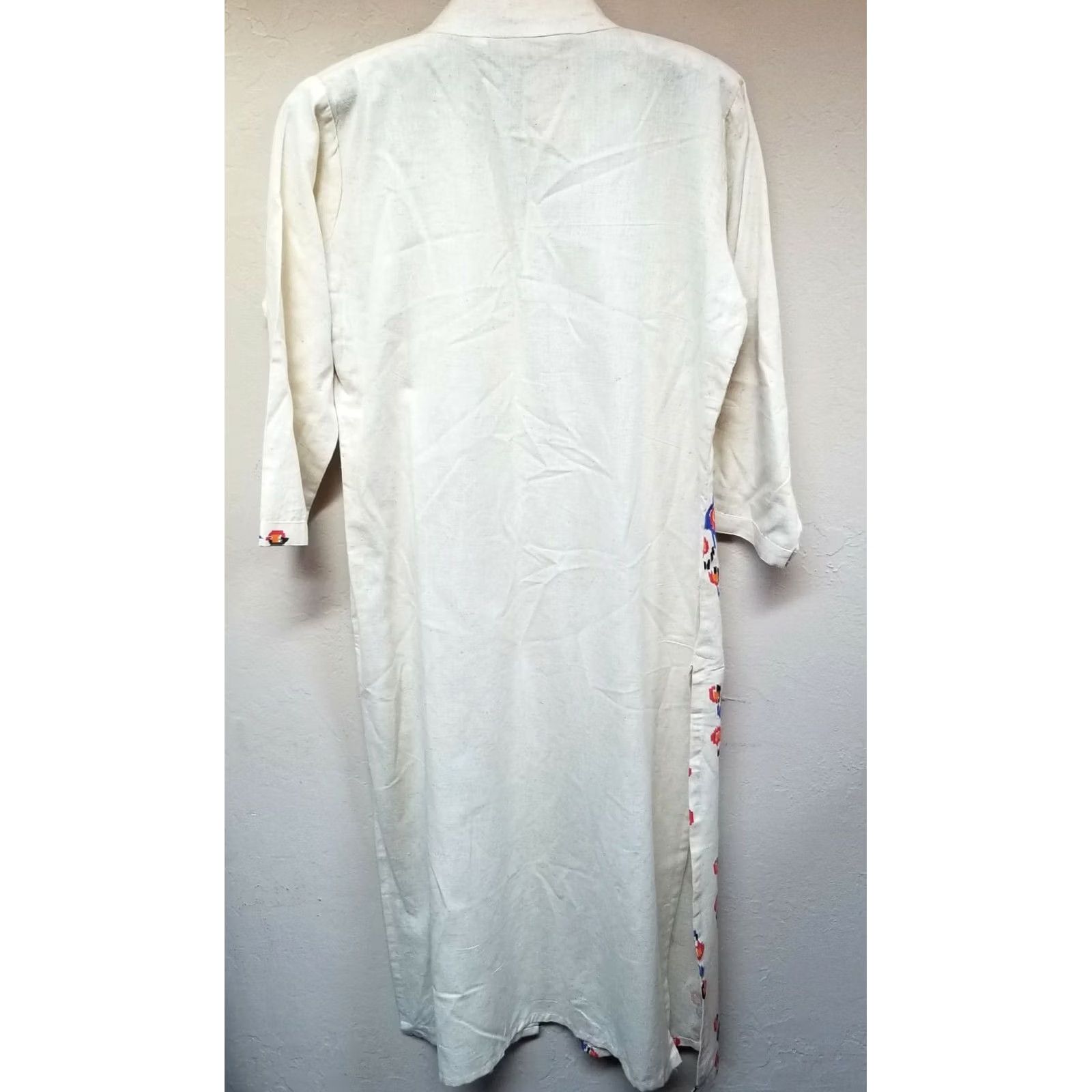 Vintage Kesar Womens Button-Down Shirt Dress Collared Midi Abstract White L Size L / US 10 / IT 46 - 5 Thumbnail