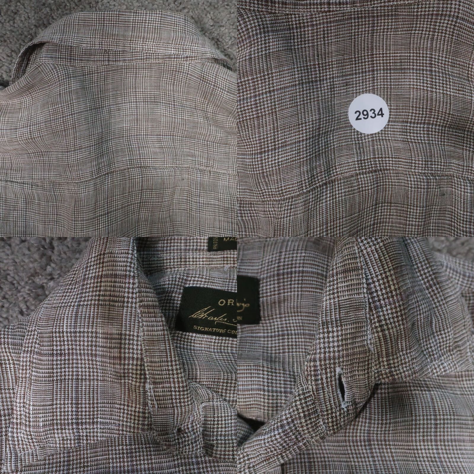 Orvis VINTAGE Orvis Linen Shirt Mens M Oversized Brown Houndstooth Button Up Distressed Size US M / EU 48-50 / 2 - 8 Thumbnail