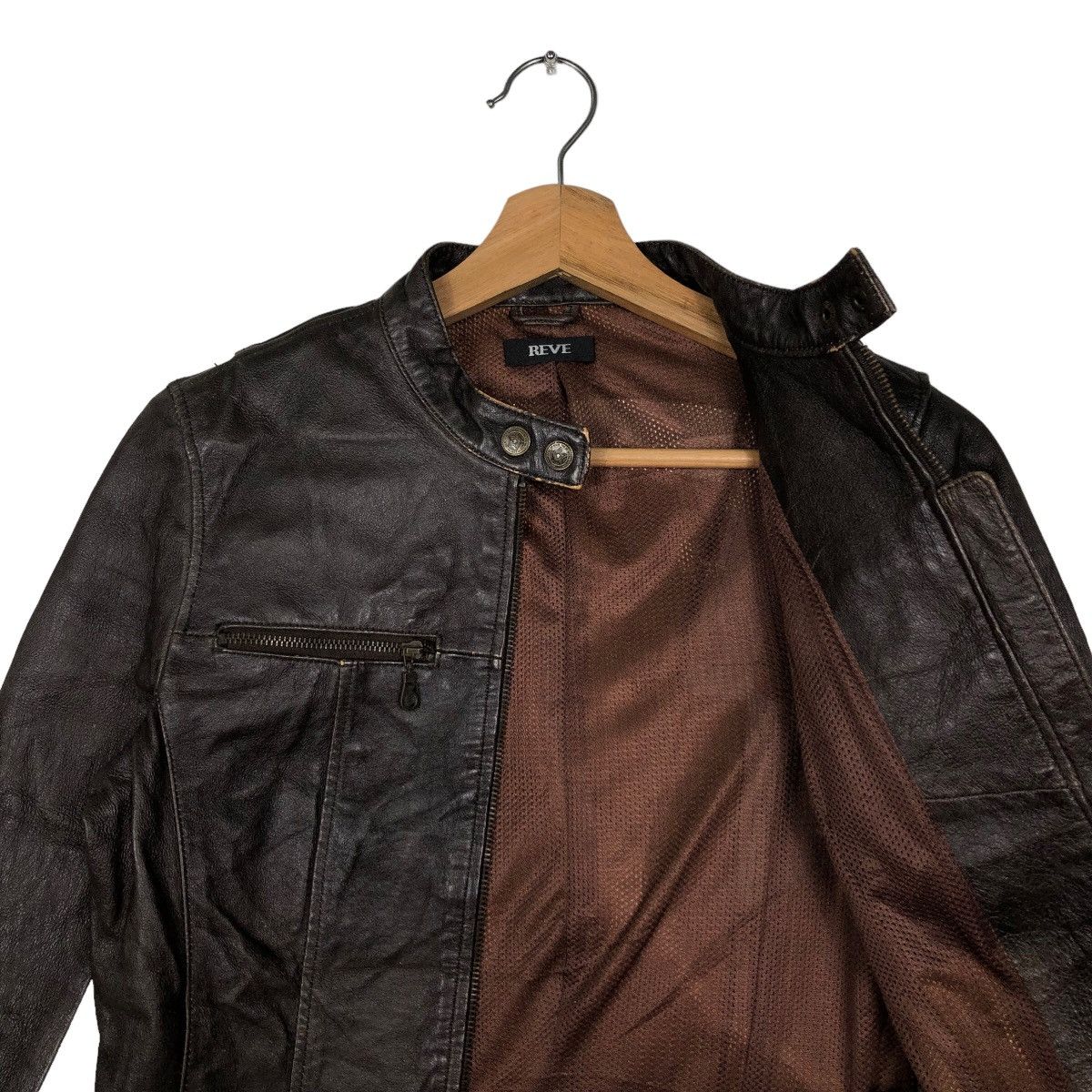 Japanese Brand 🔥90’s Vintage Cropped Biker Leather Jacket Reve Japan Made Size M / US 6-8 / IT 42-44 - 8 Thumbnail