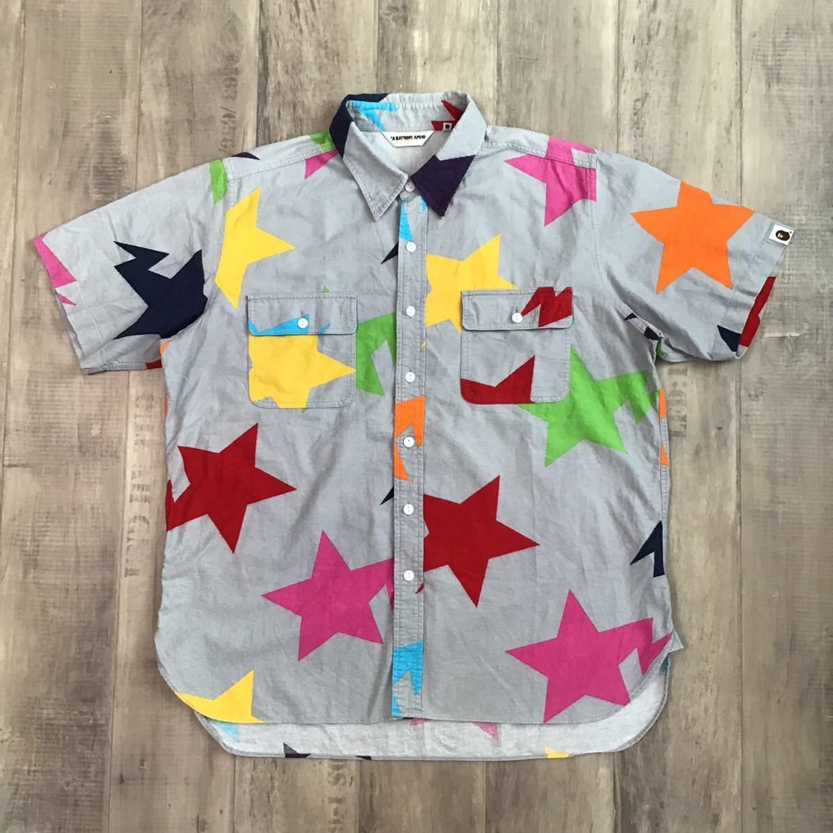 Pre-owned Bape X Nigo Bape Sta Shirt Multi Color A Bathing Ape Star Bapesta Nigo In Grey