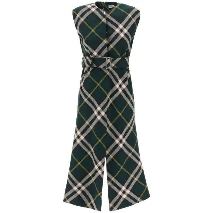 image of Burberry O1S22I1N0424 Ered Wool Midi Dress In Green, Women's (Size XS)