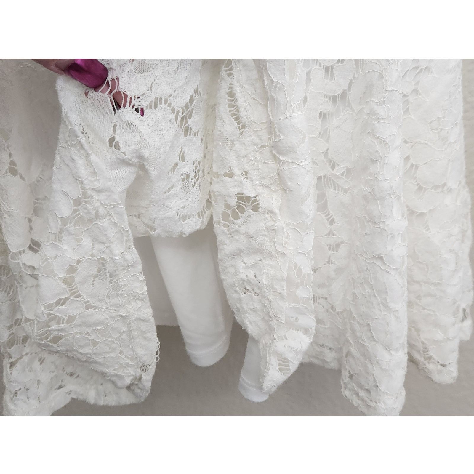 Other Bear Dance White Lace Overlay Fit N Flare Mini Dress Small Size S / US 4 / IT 40 - 3 Thumbnail