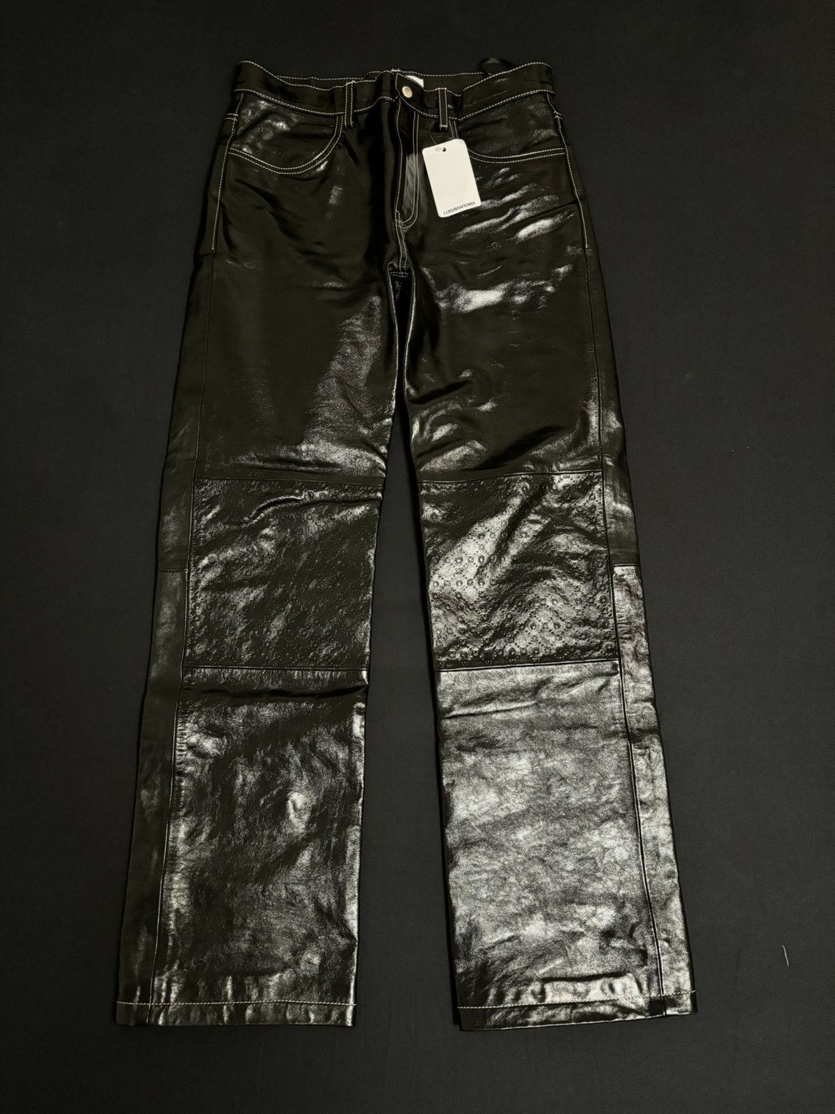 Marine Serre MARINE SERRE Black Embossed Leather Pants Size US 32 / EU 48 - 1 Thumbnail